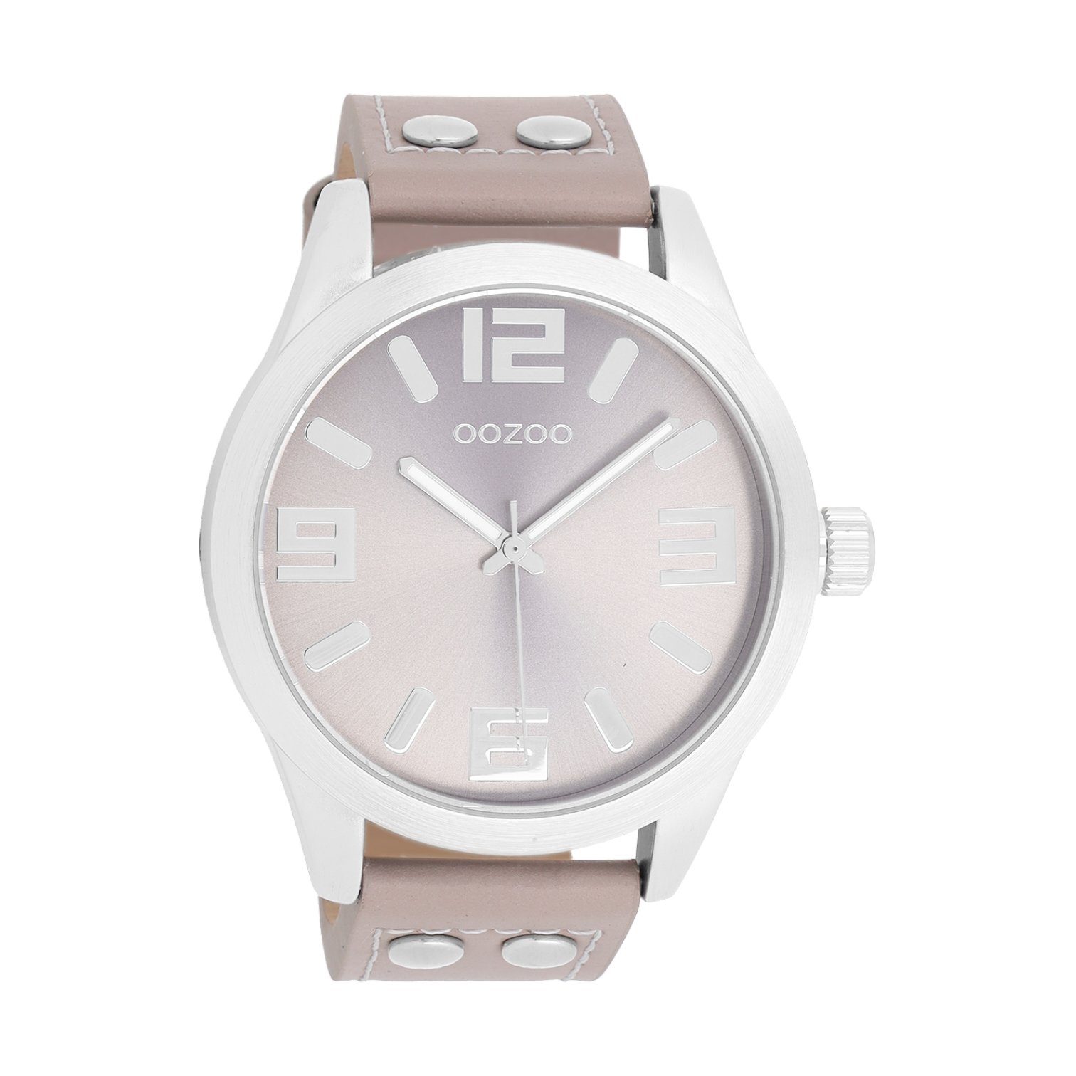OOZOO Quarzuhr Basic Line Armbanduhr C1086 Taupe Lederband 46 mm C1086 günstig online kaufen