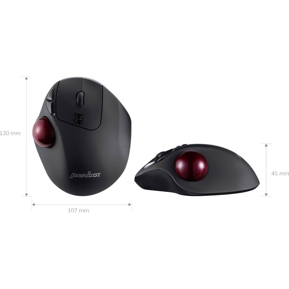Perixx Ergonomische Wireless Trackball Maus 11568 Mäuse (Ergonomisch, Integrierter Trackball)