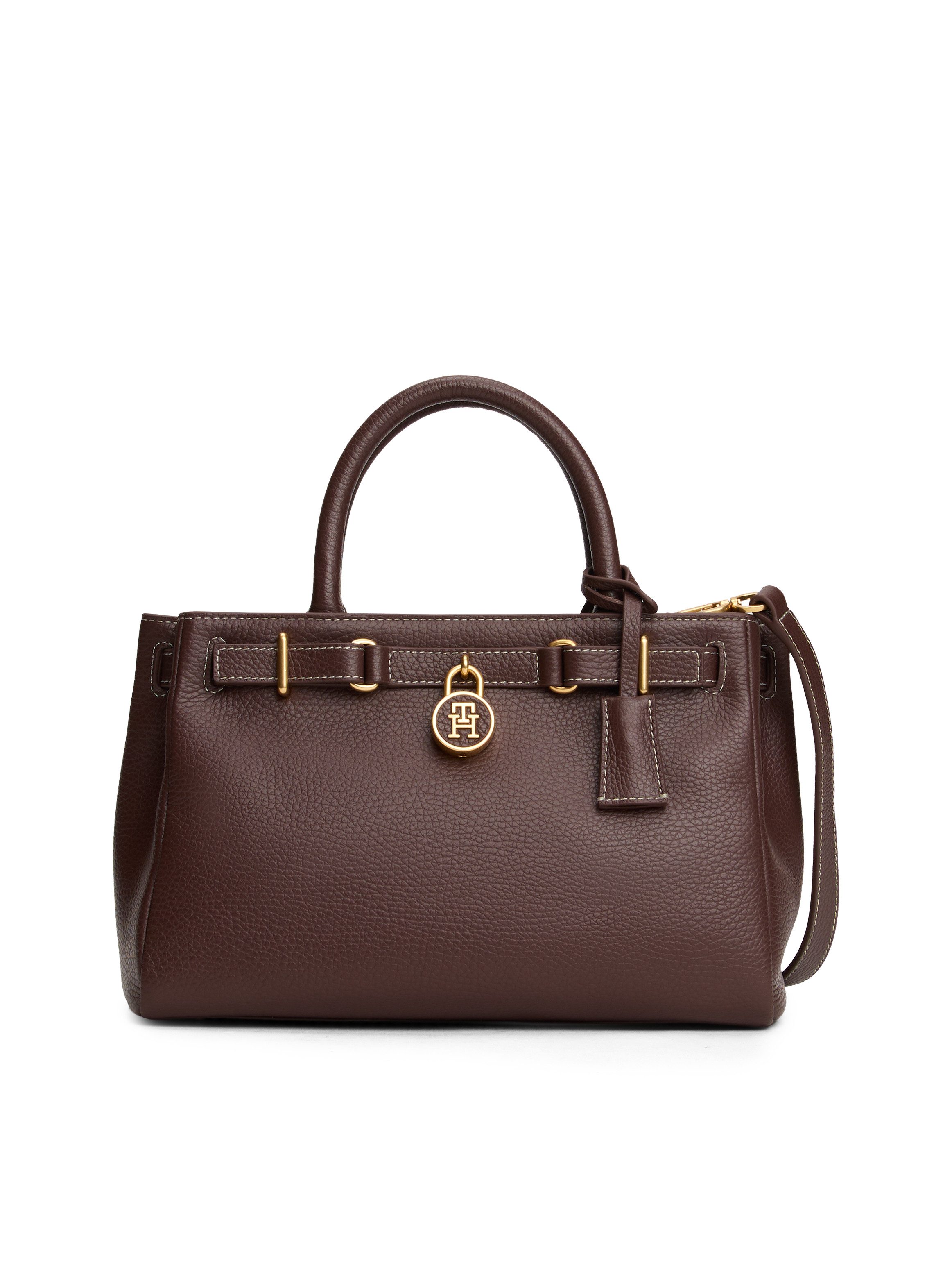 Tommy Hilfiger Henkeltasche AMERICAN ICON MINI TOTE LEATHER, Damen Tragetasche, Businessbag mit Zierriegel und Schloss