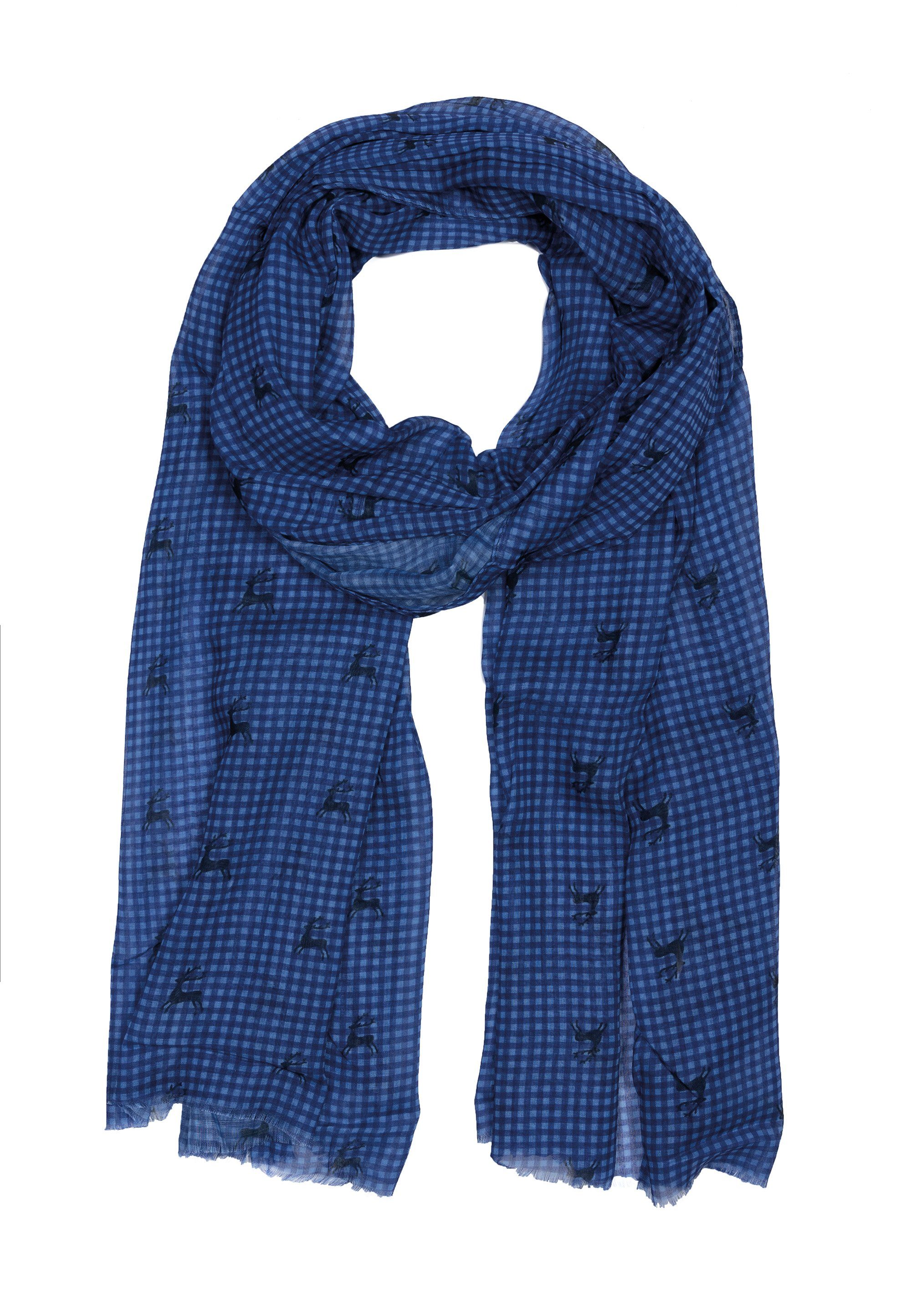 Tragegefühl Muster, romantic Hirsch mit angenehmes Modeschal Royalblau Goodman Schal Design