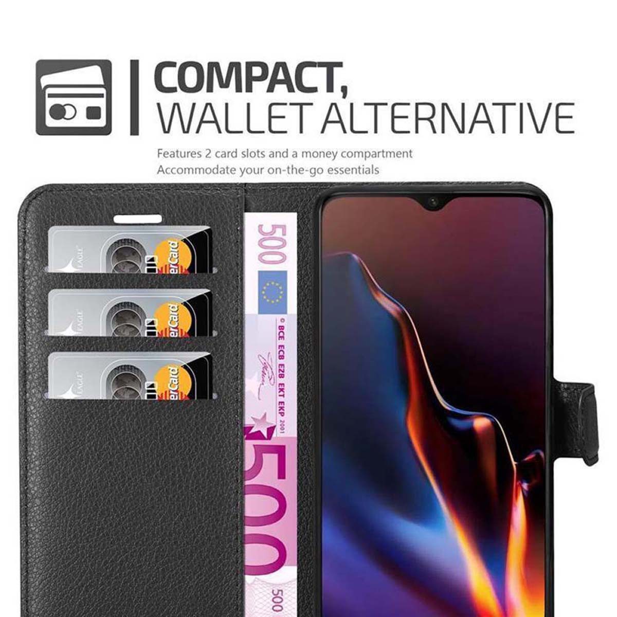 Cadorabo Handyhülle für OnePlus 6T Hülle OnePlus 6T, Hülle Schutzhülle mit Standfunktion, Kartenfach und Magnetverschluss