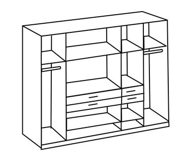 freiraum Kleiderschrank Denver (B/H/T: 225x208x58 cm) in Plankeneiche-Nachbildung mit 4 Schubladen und 8 Türen