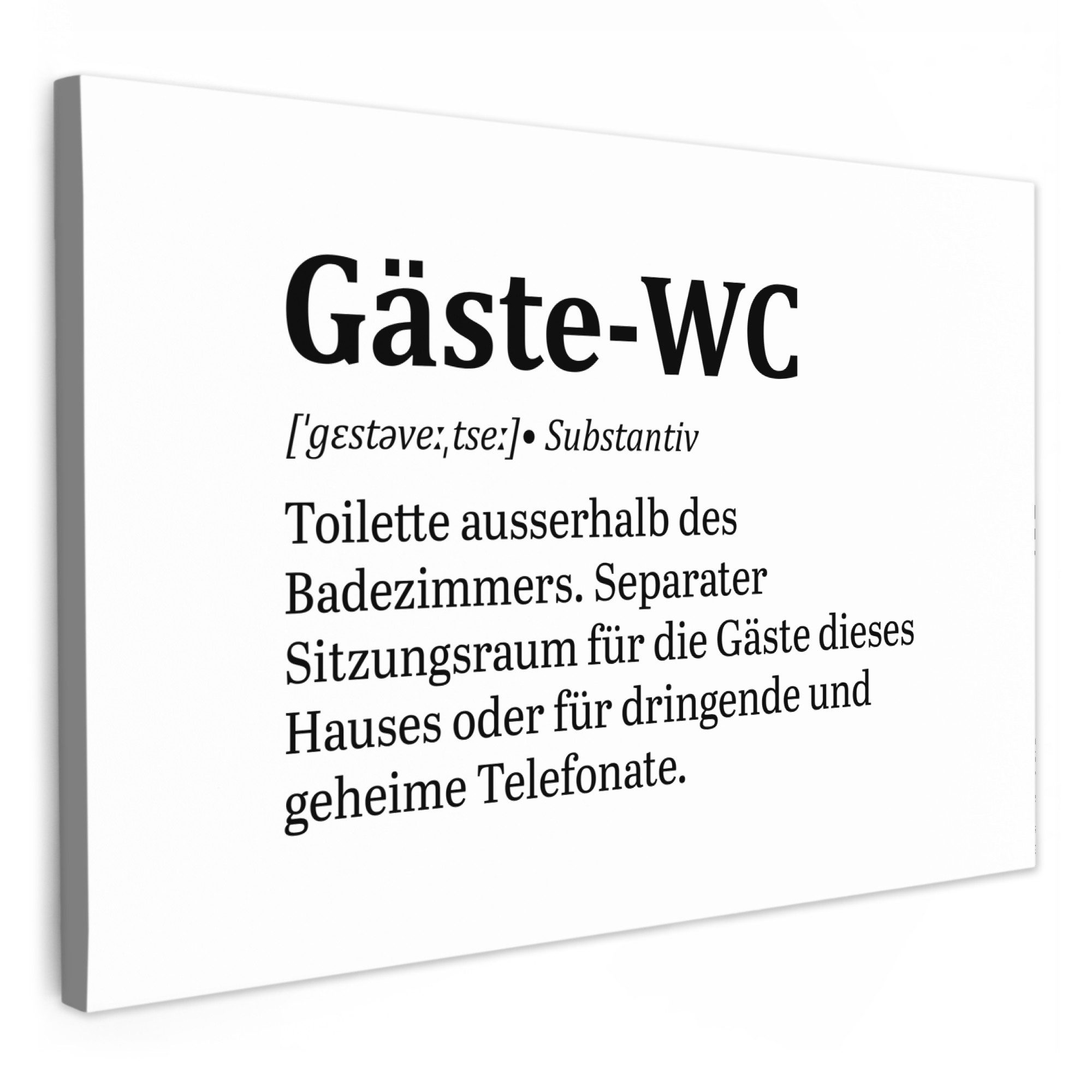 OneMillionCanvasses® Leinwandbild Zitat - Definition - Gäste-wc - Weiß, Fot günstig online kaufen