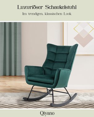 Qiyano Schaukelstuhl Schaukelstuhl Grün, Holz, Metall, Relax, Sitzkomfort, Design