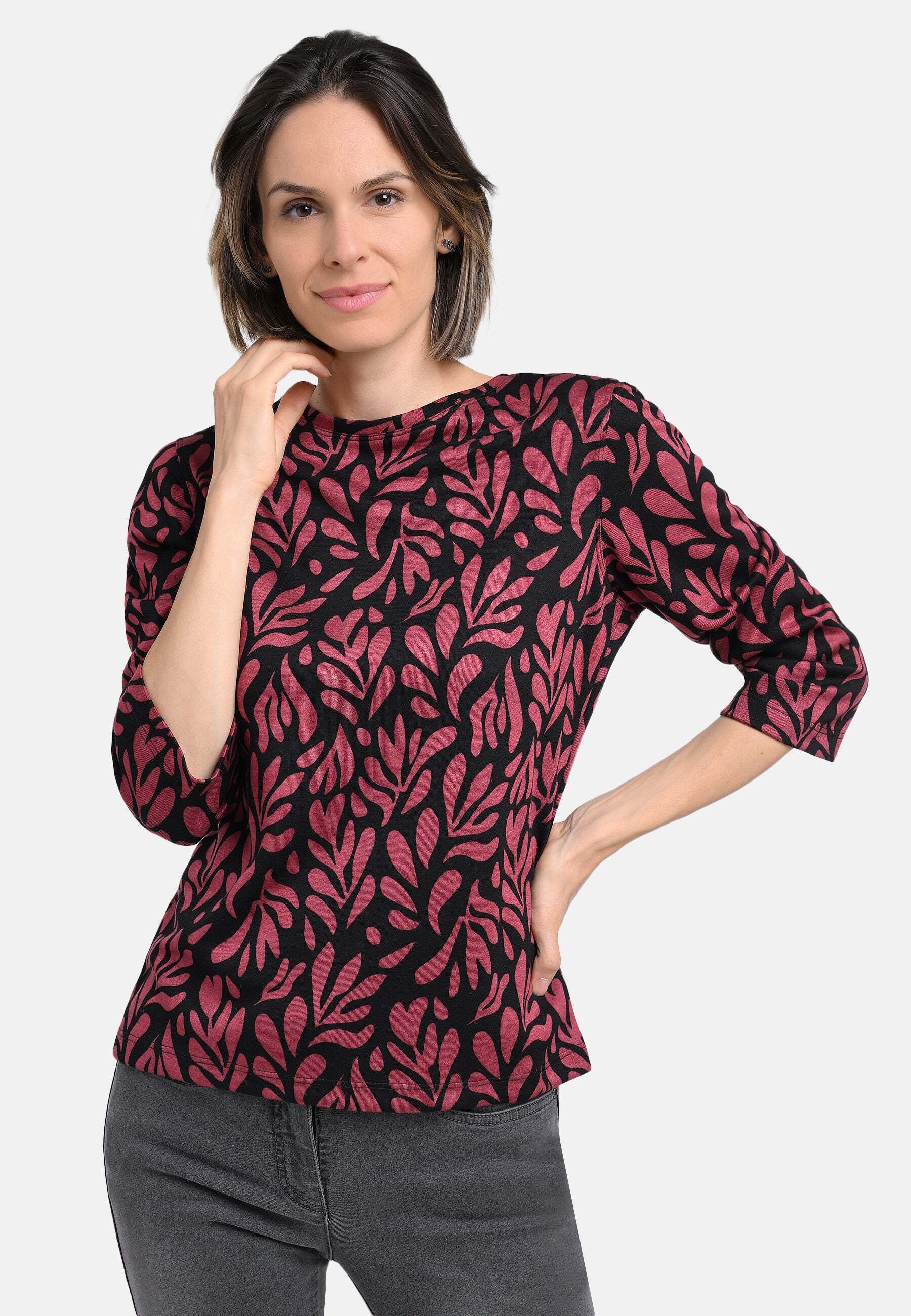 BICALLA T-Shirt Shirt mit Ornament-Print in Rot/Schwarz (1-tlg)