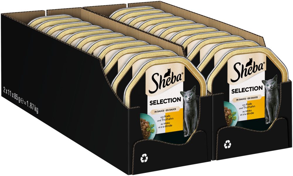 Sheba SHEBA® Schale Selection in Sauce mit Kalb und Truthahn 2 x 11 x 85g, Nassfutter für: Katze von Sheba