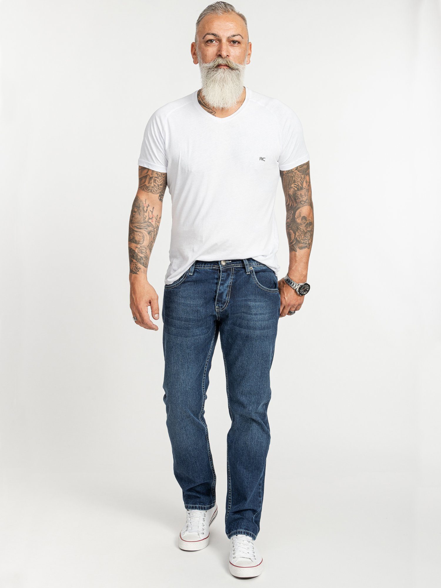 Rock Creek Regular-fit-Jeans Herren Jeans Stonewashed Blau RC-2402