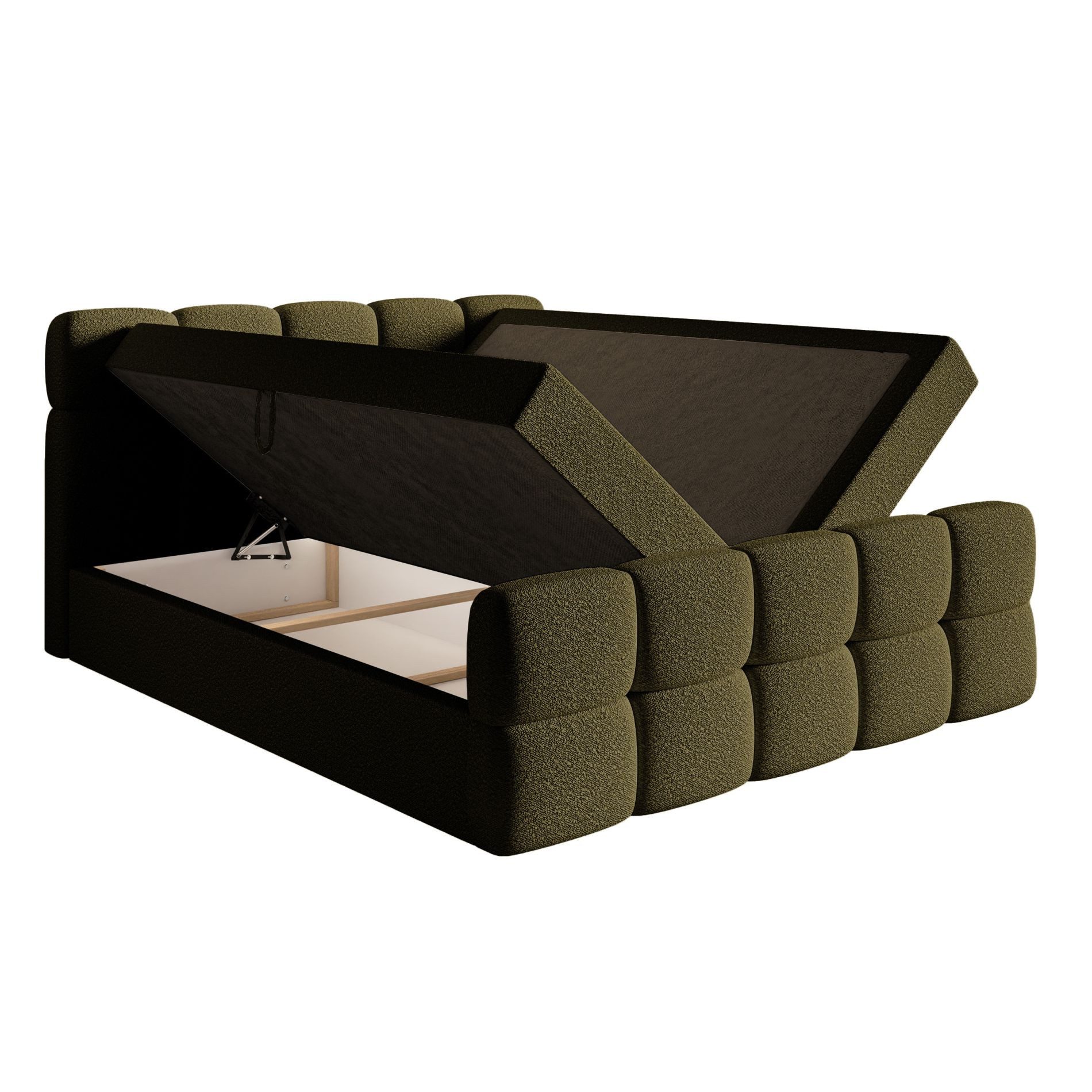 Selsey Boxbett CLOUDY, mit Matratze, Topper, Bettkasten und Bouclé-Bezug