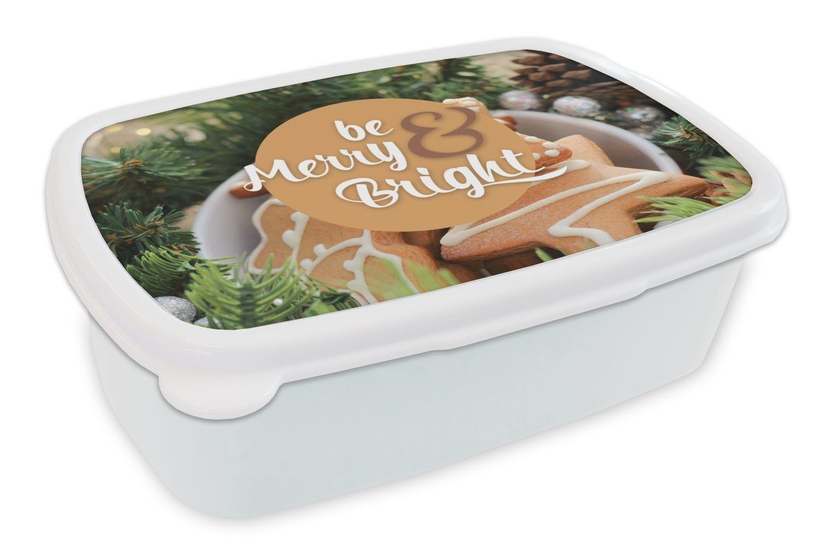 MuchoWow Lunchbox Sprichwörter - Zitate - 'Fröhlich und heiter' sein, Kunststoff, (2-tlg), Brotbox für Kinder und Erwachsene, Brotdose, für Jungs und Mädchen weiß