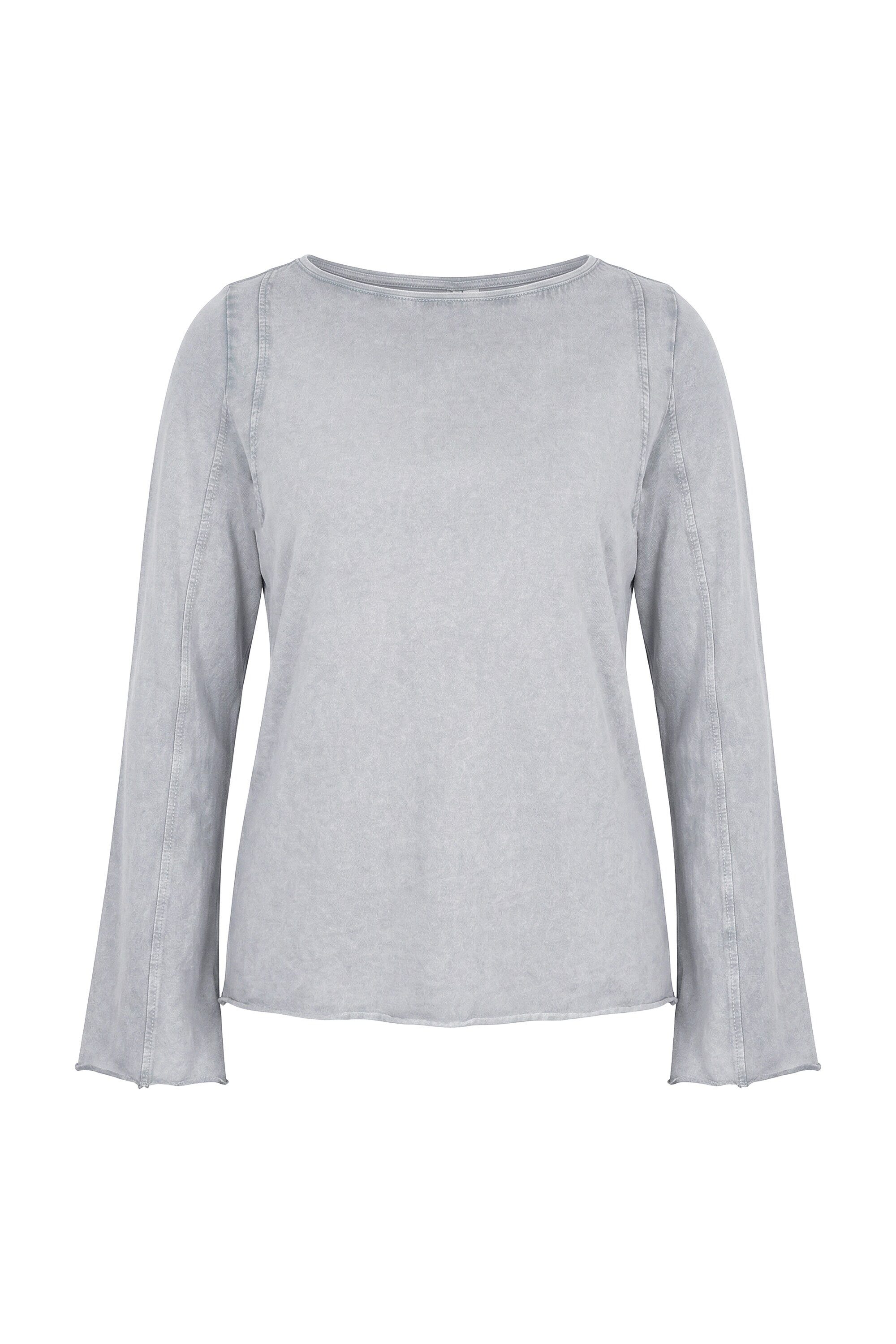 Ulla Popken Longsleeve Shirt Ziernähte U-Boot-Ausschnitt Langarm