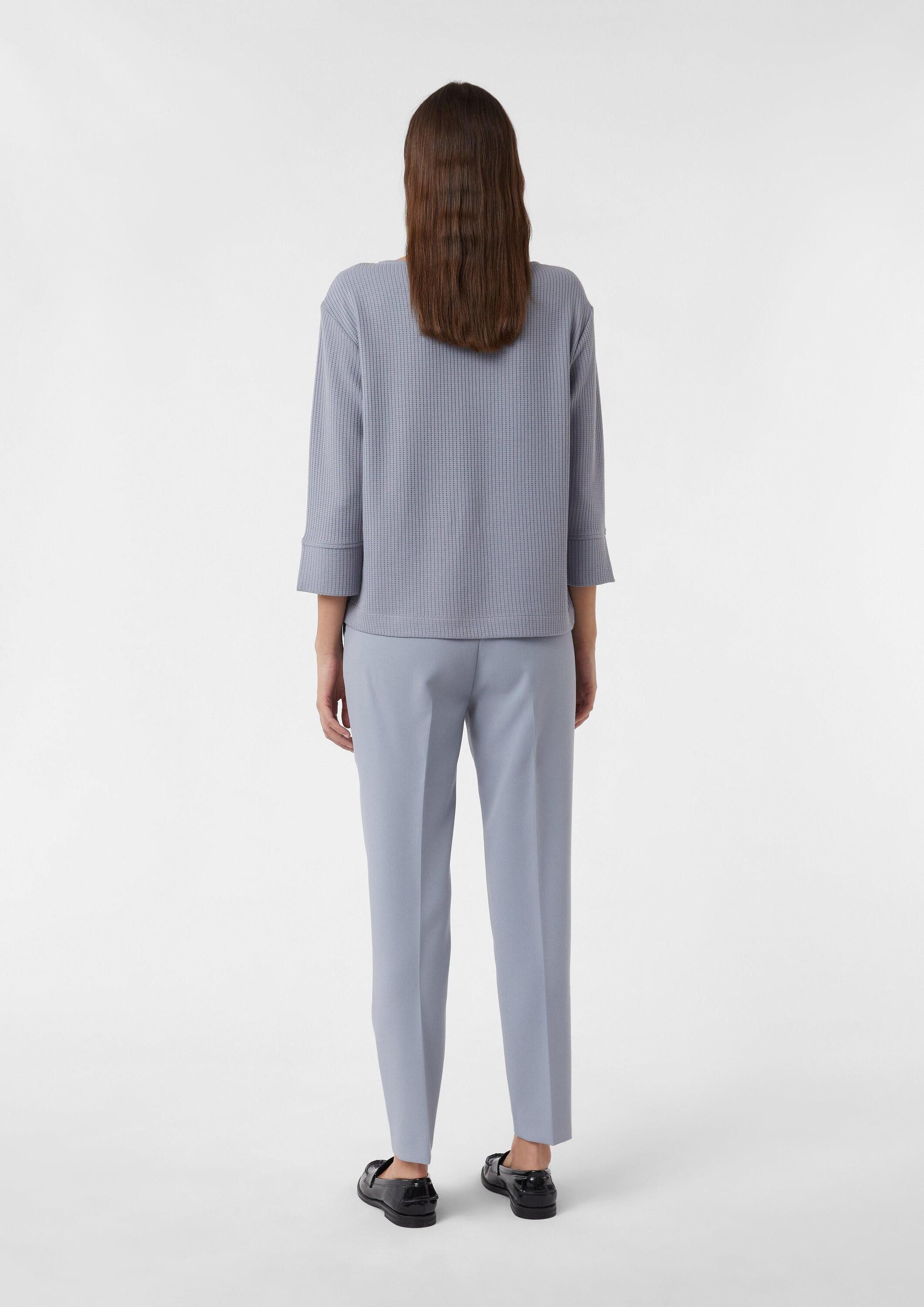 comma 3/4 Arm-Pullover Sweatshirt Strukturiertes Sweatshirt mit 3/4-Ärmeln und U-Boot-Ausschnitt