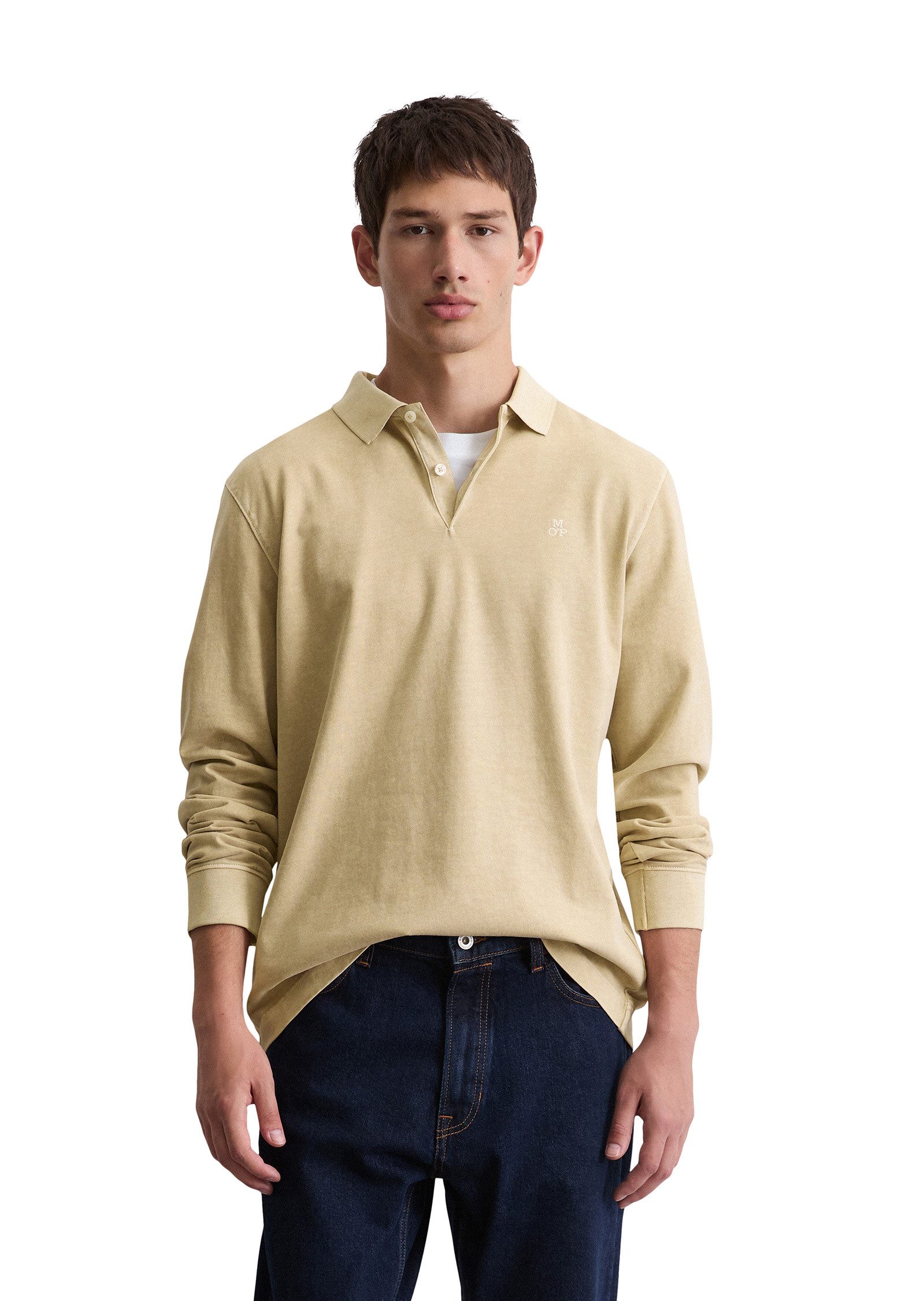 Marc O'Polo Langarm-Poloshirt aus reiner Bio-Baumwolle günstig online kaufen