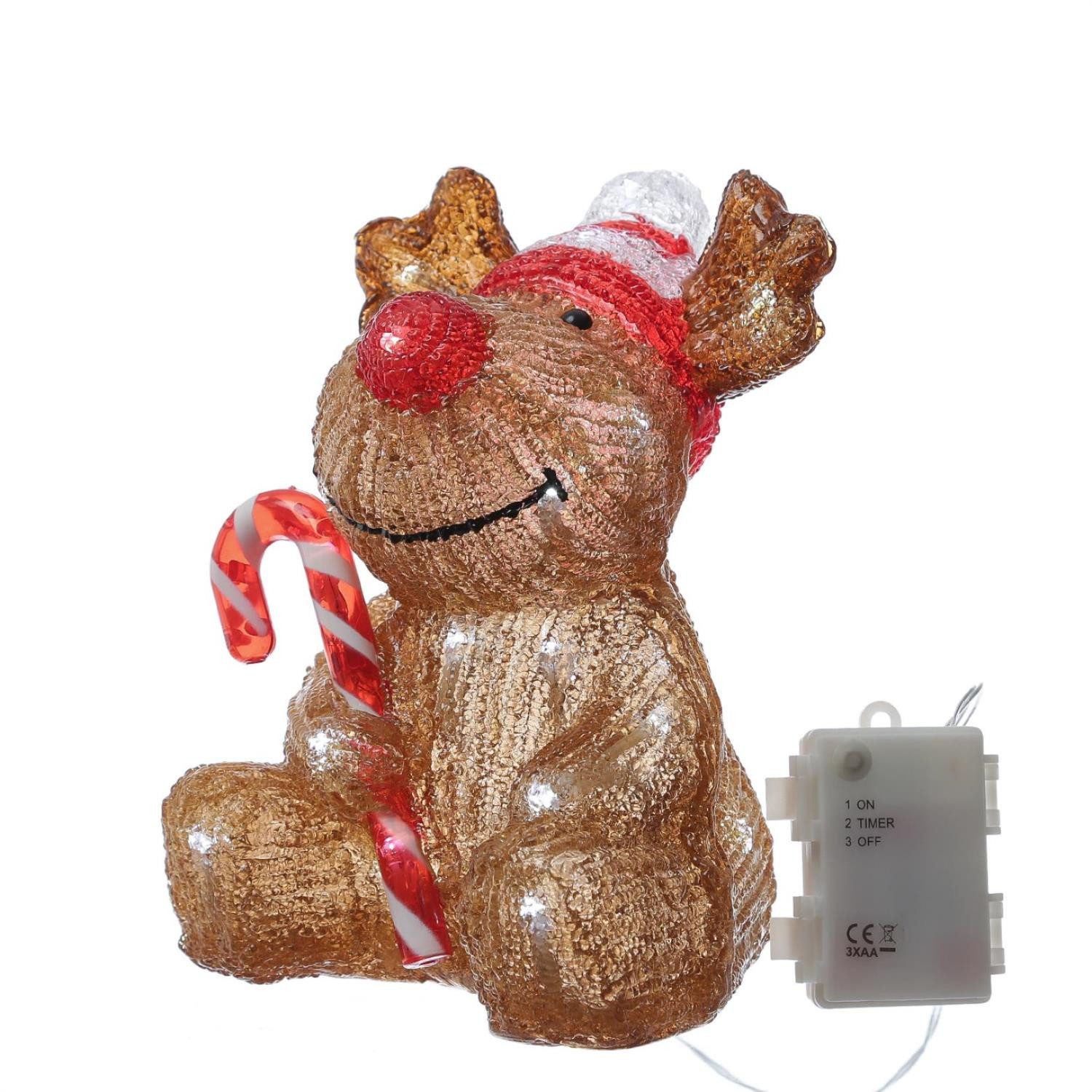 MARELIDA LED Dekofigur LED Rentier mit Zuckerstange Acrylfigur Elch Außen W günstig online kaufen