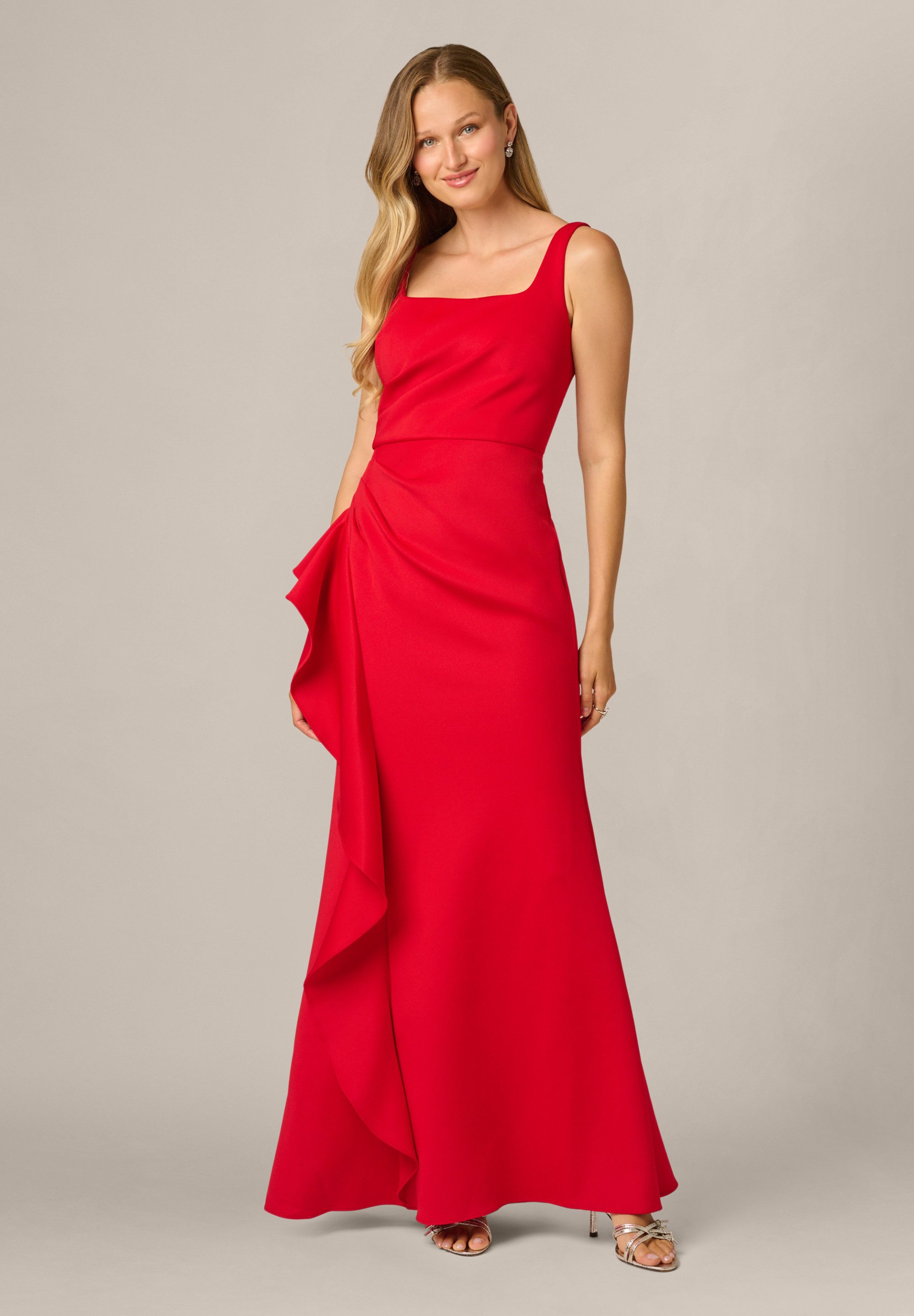 Adrianna Papell Abendkleid Scuba Ruffle Mermaid Gown Sculptural, mermaid scuba gown
