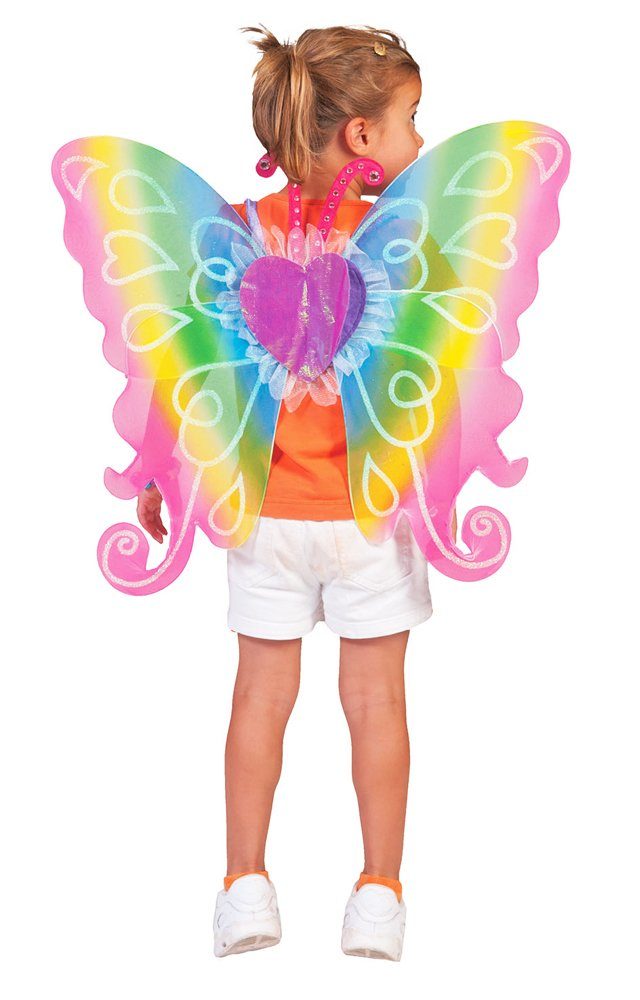 Funny Fashion Feen-Kostüm Kinder Feenflügel, Flügel Regenbogen Fee 60x54 cm