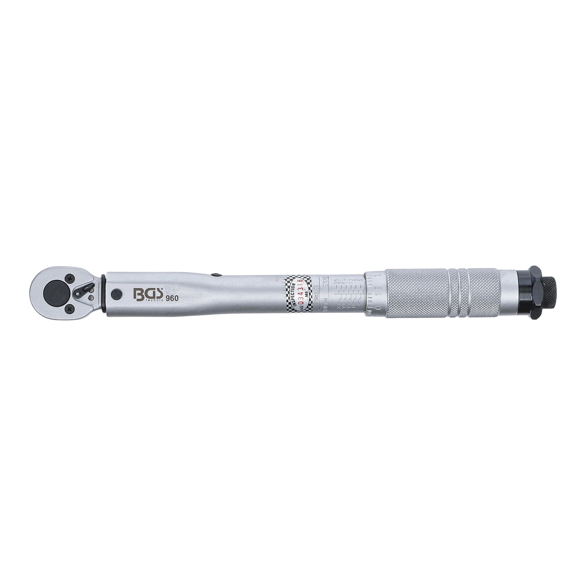 BGS technic Drehmomentschlüssel BGS Drehmomentschlüssel Abtrieb Außenvierkant 6,3 mm 5 - 25 Nm