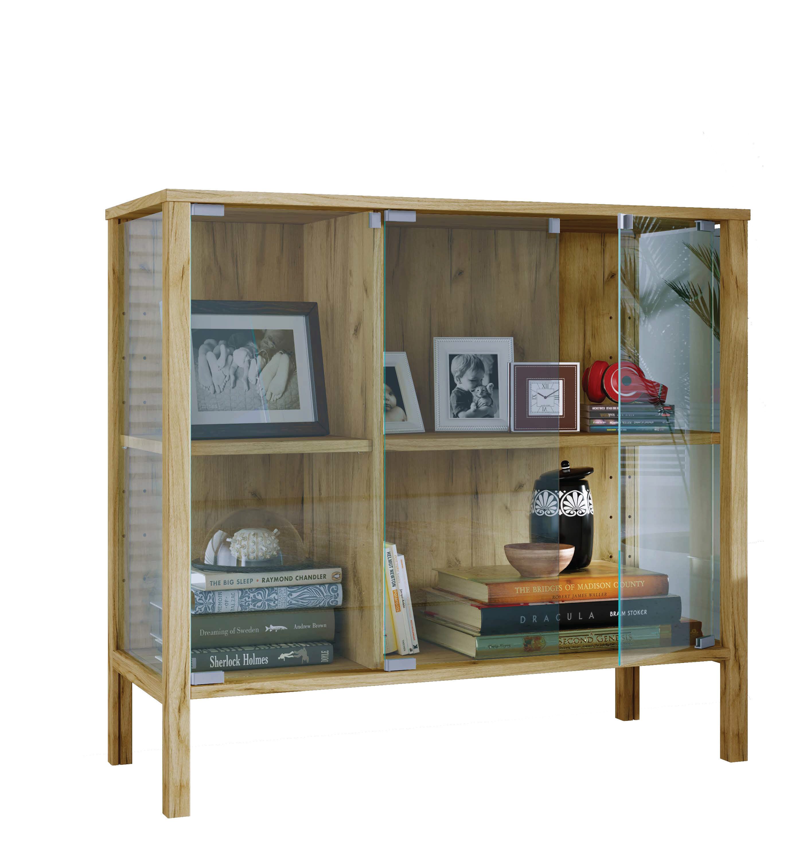 VCM Standvitrine Glasvitrine Jensol mit ESG Glas Kommode stehend