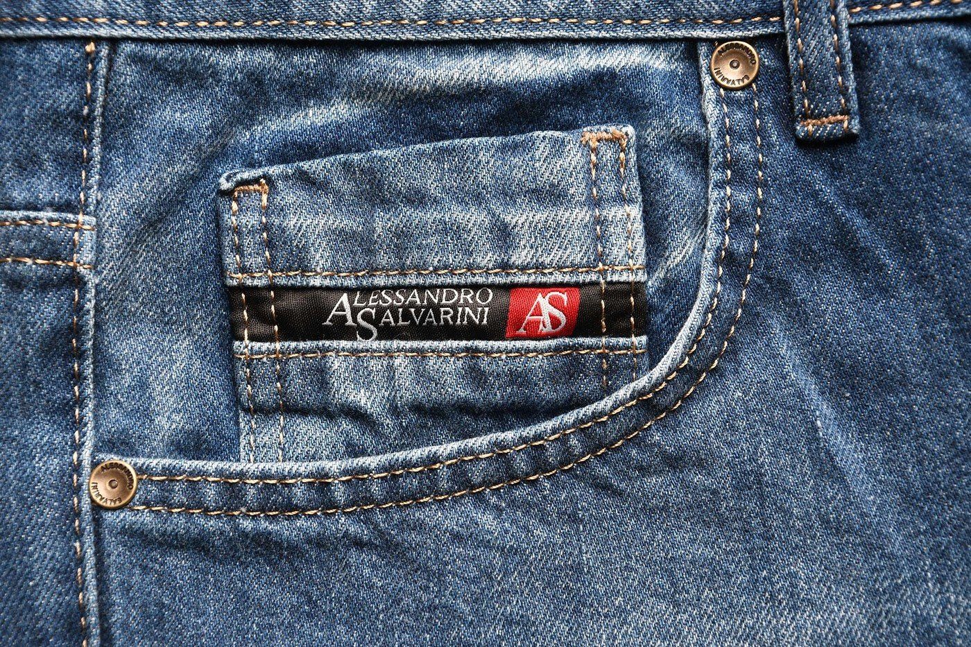 Alessandro Salvarini Straight-Jeans A. Salvarini Beppo Designer Herren Jeans Hose Basic Jeanshose Comfort mit geradem Bein