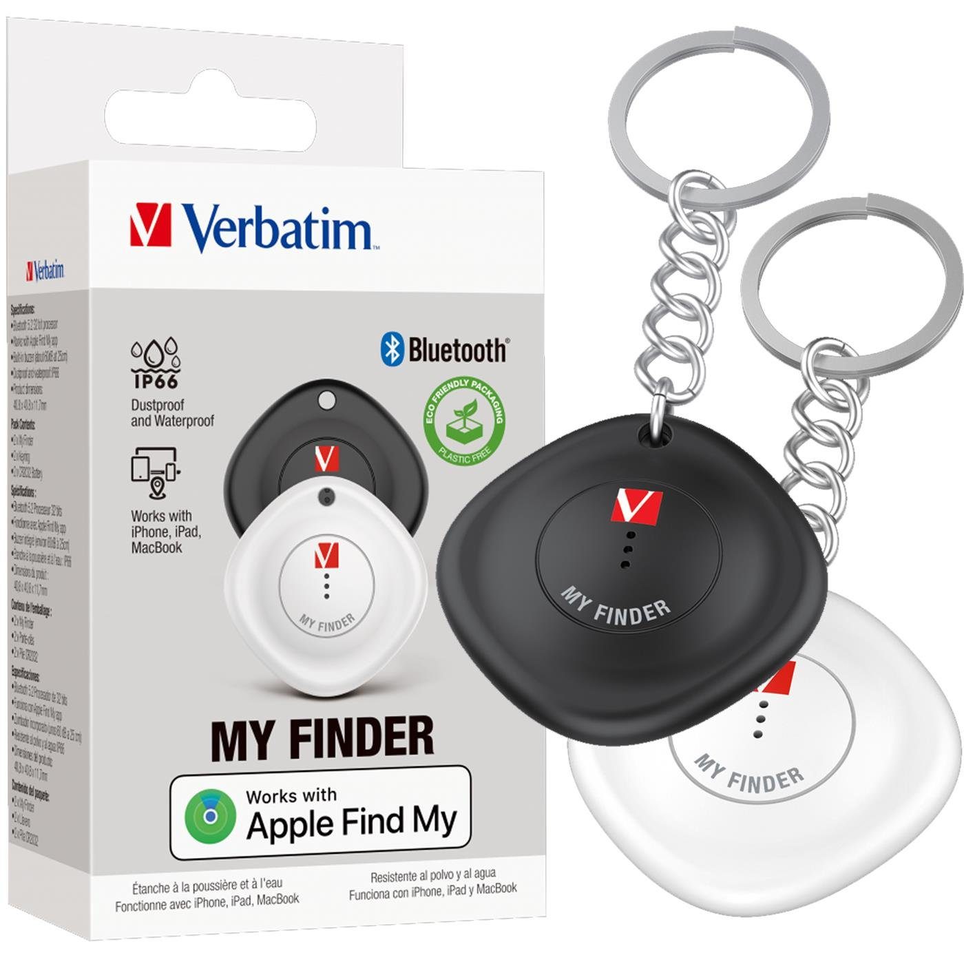 Verbatim 32131 Bluetooth Tracker MYF-02 - 2er Pack GPS-Tracker (Schlüsselanhänger Gegenstandsfinder Standorttracker Positionsfinder)