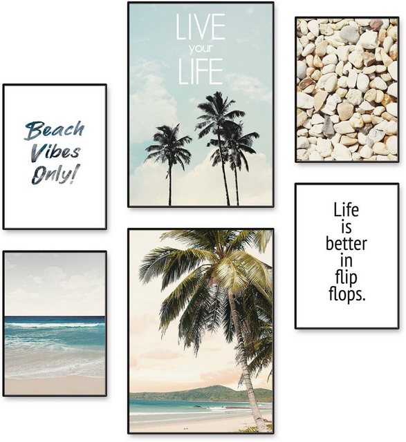 Artland Poster »Strandleben unter Palmen«, Strand (6 Stück), Poster, Wandbild, Bild, Wandposter-Otto