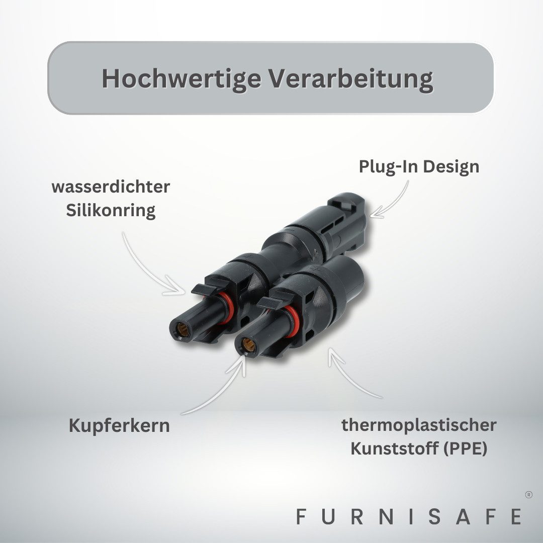FurniSafe FurniSafe Solar Steckverbinder PV-Anlage Solarstecker 2-fach Verteiler Solarkabel, Y Stecker – Bild 3 von 5