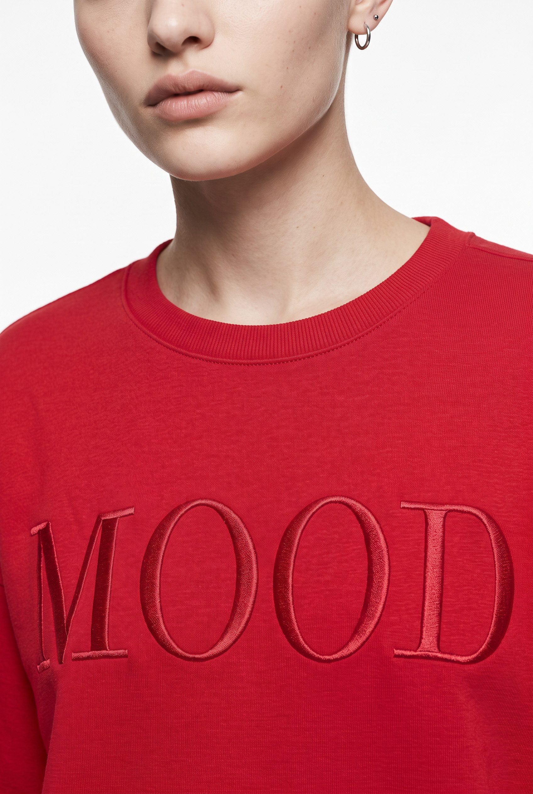 Vila Sweater VIREFLECT MOOD EMB L/S SWEAT TOP/R/3 Materialmix, loose fit – Bild 3 von 5