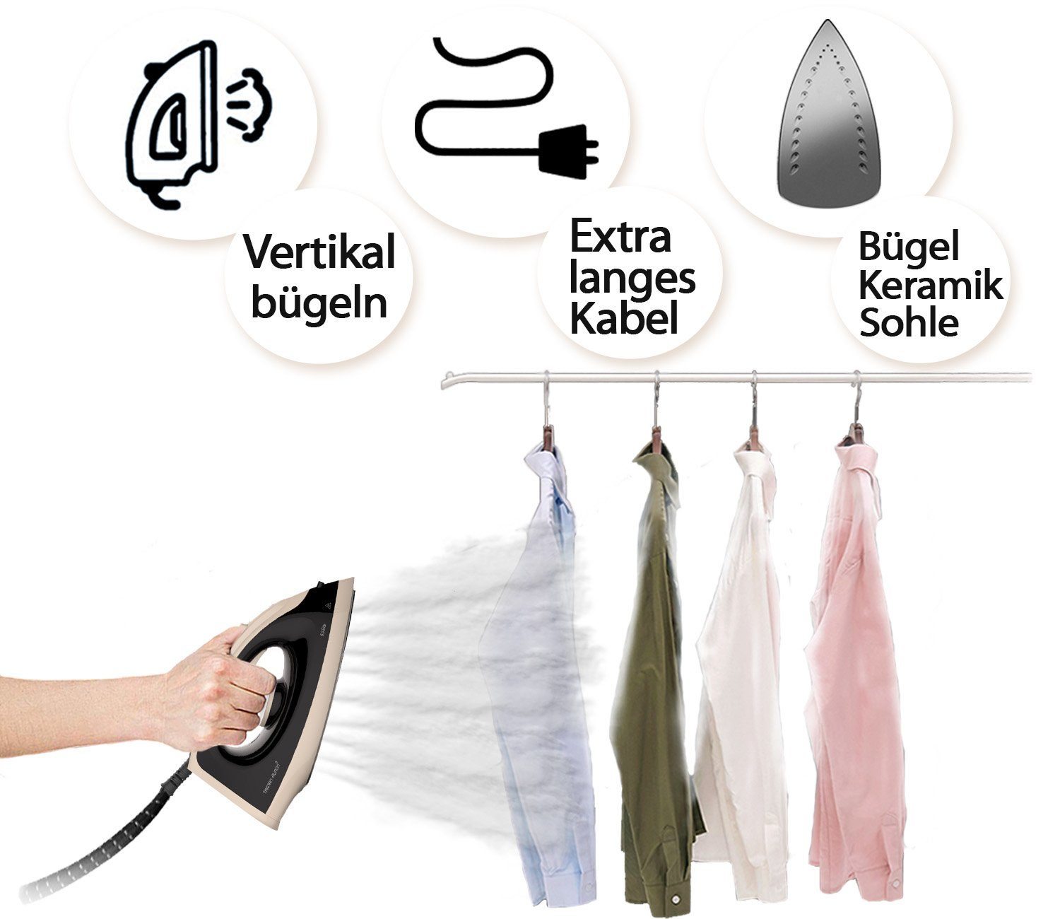 Tristan Auron Dampfbügelstation Elite - 8 bar Dampfdruck I 2400 W 400g Dampfstoß, 2000,00 ml Wassertank