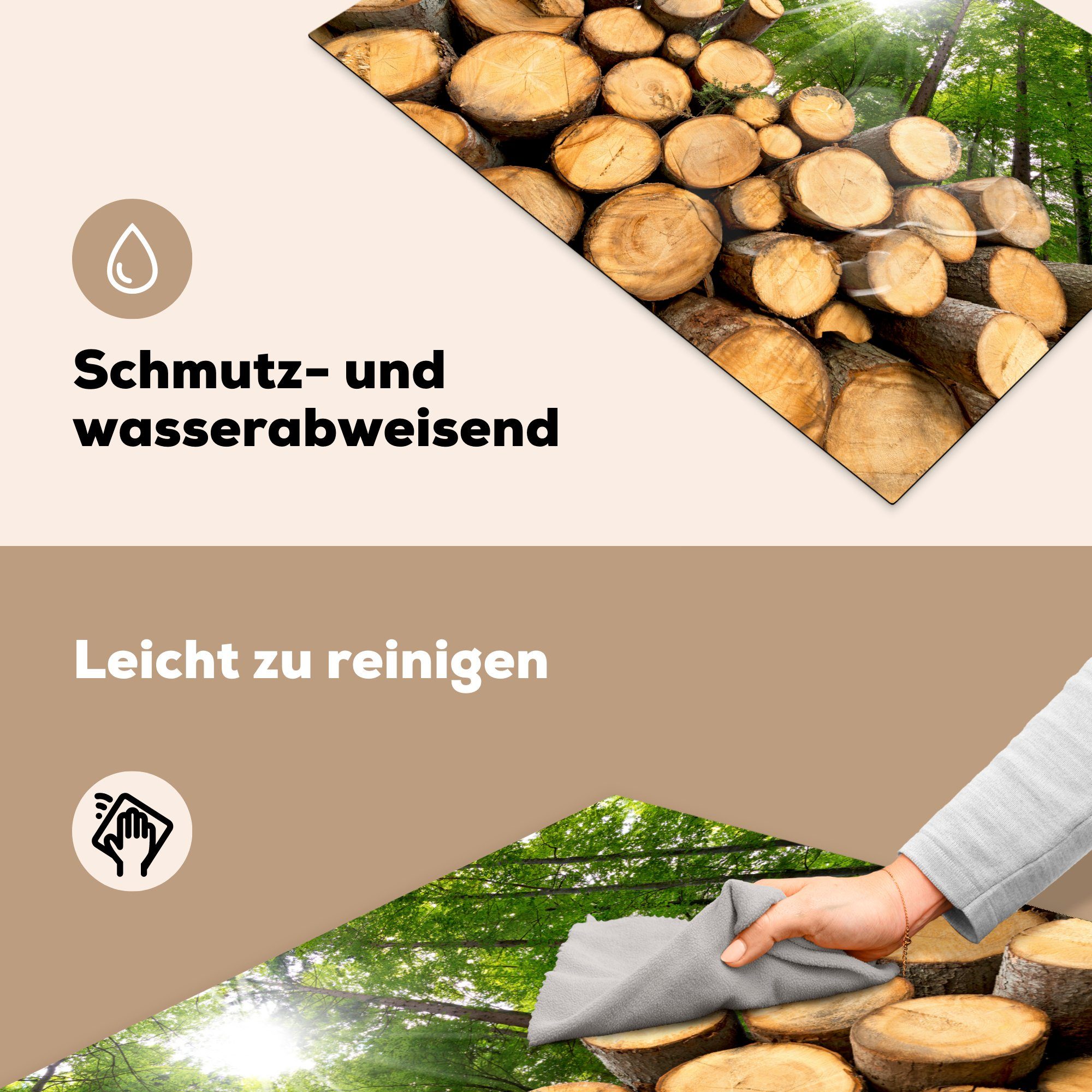 Herdblende-/Abdeckplatte Holz (1 Wald, die Bäume - cm, - Vinyl, küche, Schutz für MuchoWow Induktionskochfeld 81x52 Ceranfeldabdeckung tlg),