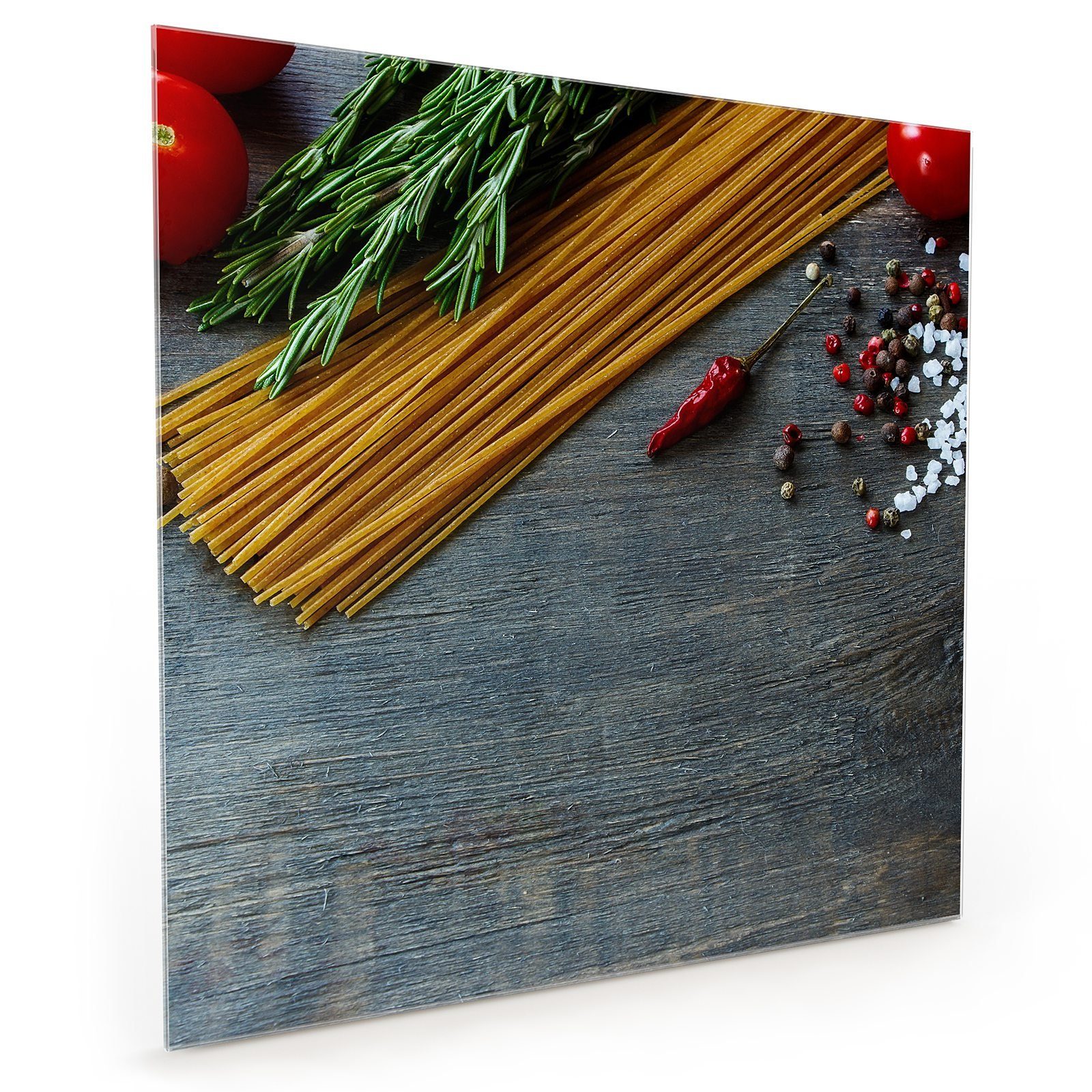 Primedeco Küchenrückwand Küchenrückwand Spritzschutz Glas mit Motiv Spaghetti und Tomaten