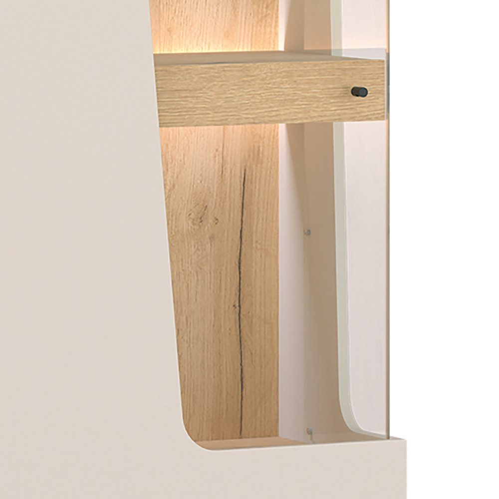 Lomadox Vitrine CARMONA-129 in kaschmir und Eiche, inkl. LED-Beleuchtung, 60 cm breit