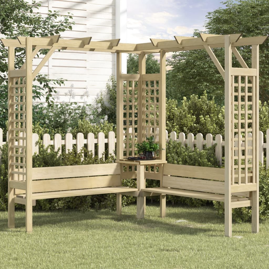 vidaXL Pergola, Eck-Pergola mit Bank Kiefernholz Imprägniert