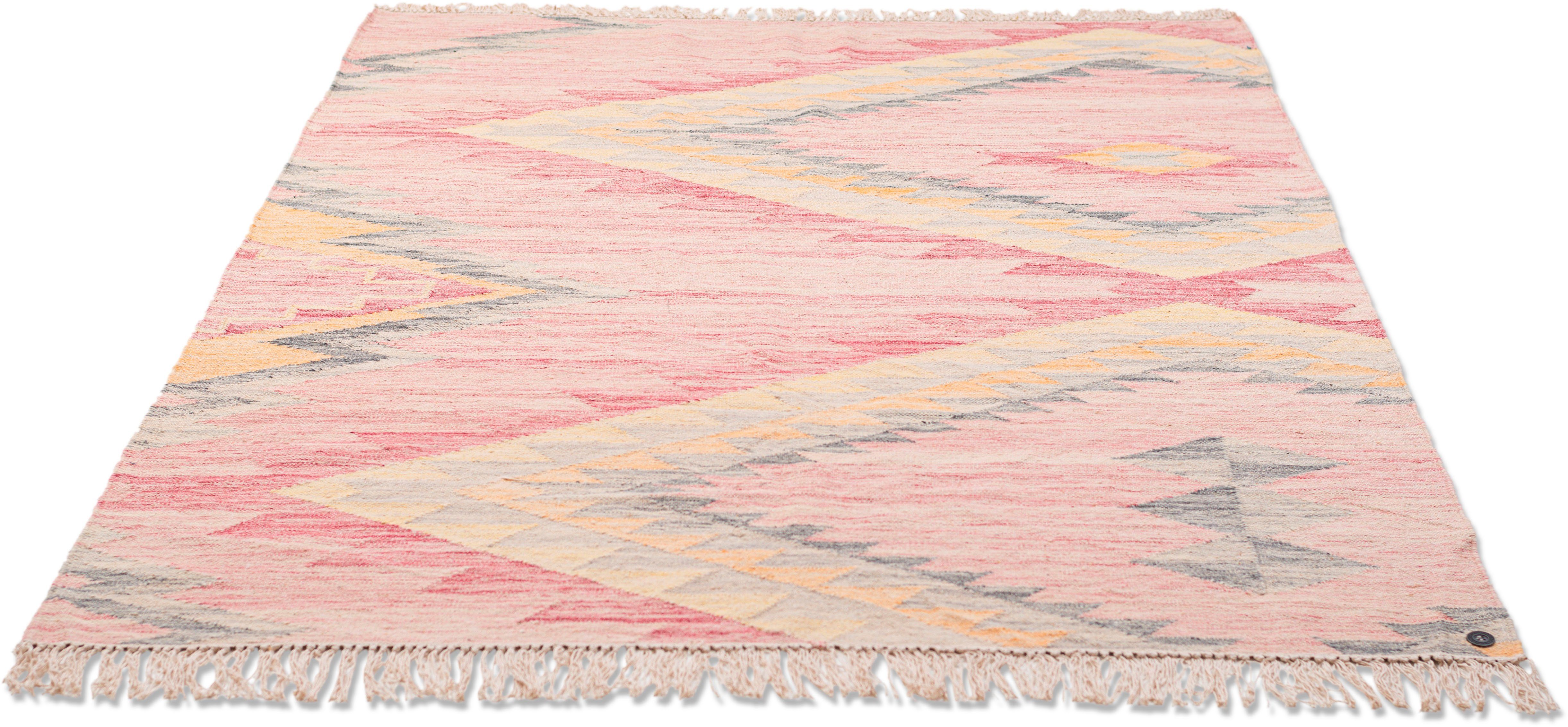 Teppich Vintage ZigZag, TOM TAILOR HOME, rechteckig, Höhe: 5 mm,  handgewebt, mit Fransen, Boho-Style | Kurzflor-Teppiche