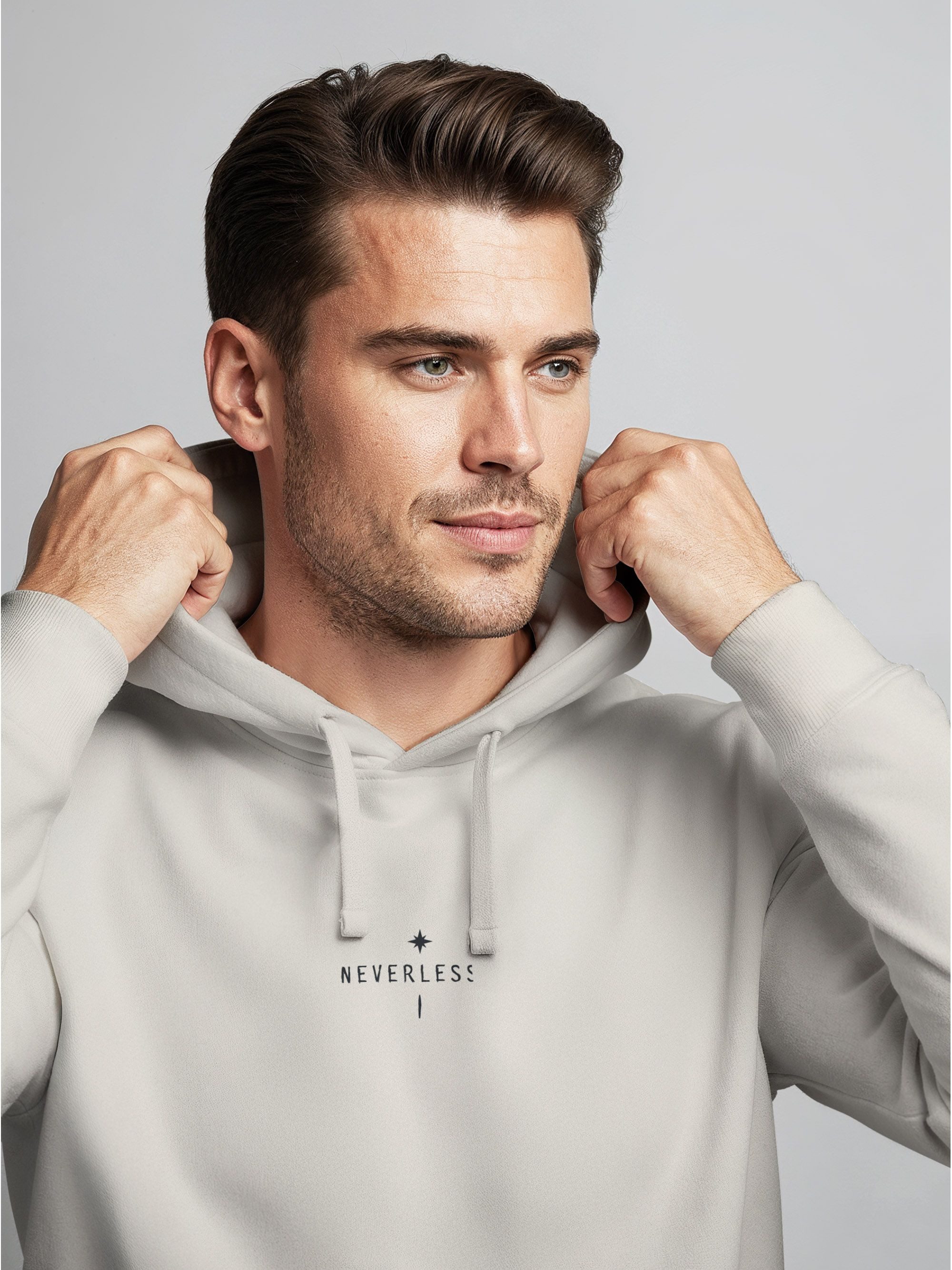 Neverless Hoodie Herren Hoodie Backprint Nature Symbole, Kompass, Berge, Baum