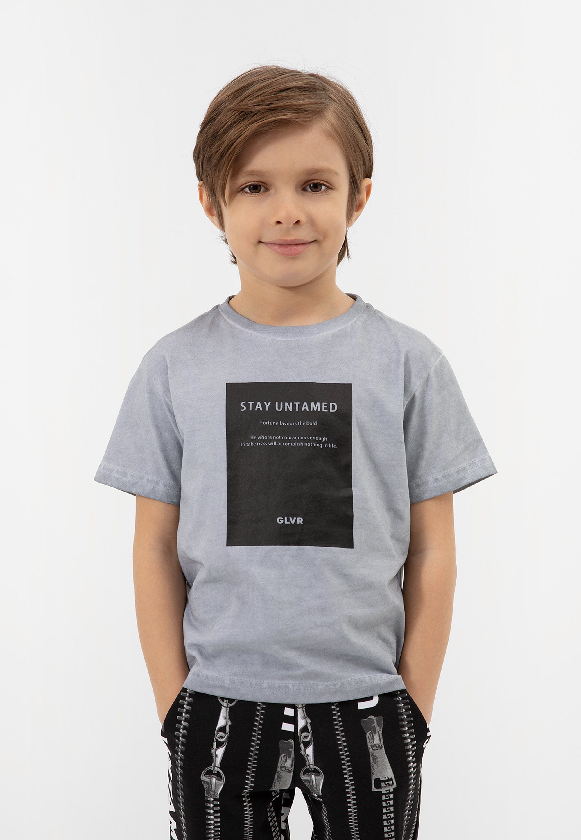 T-Shirt zu mit Shorts Kontrastdruck, kombinierbar Jeans Gulliver oder Stoffhosen, Vielseitig