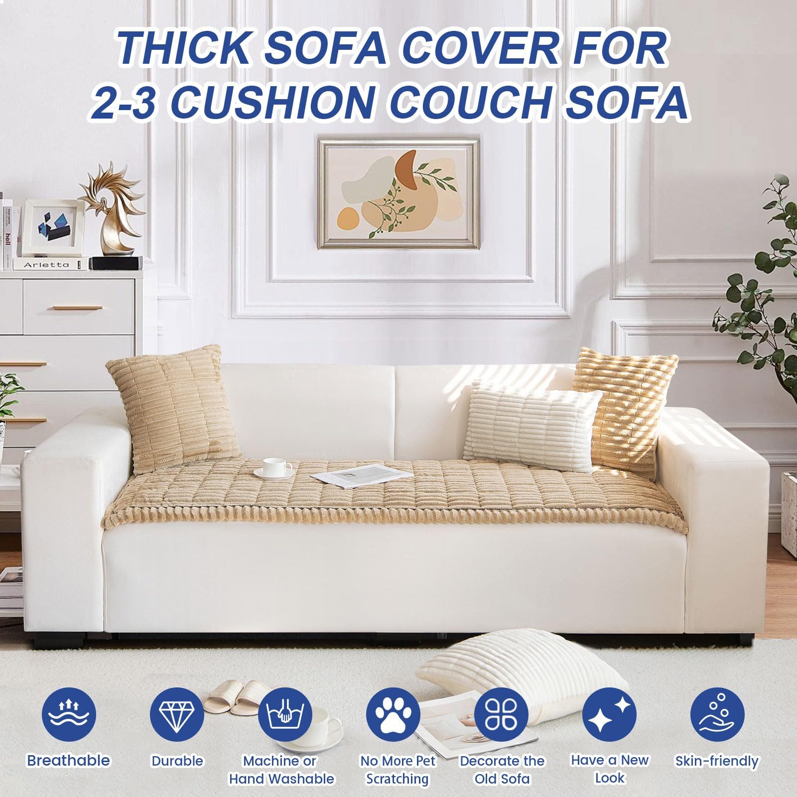 Coonoor Sofaschoner Weiche Flanell Sofa überzug Waschbar - Neue Sitzkissenb günstig online kaufen