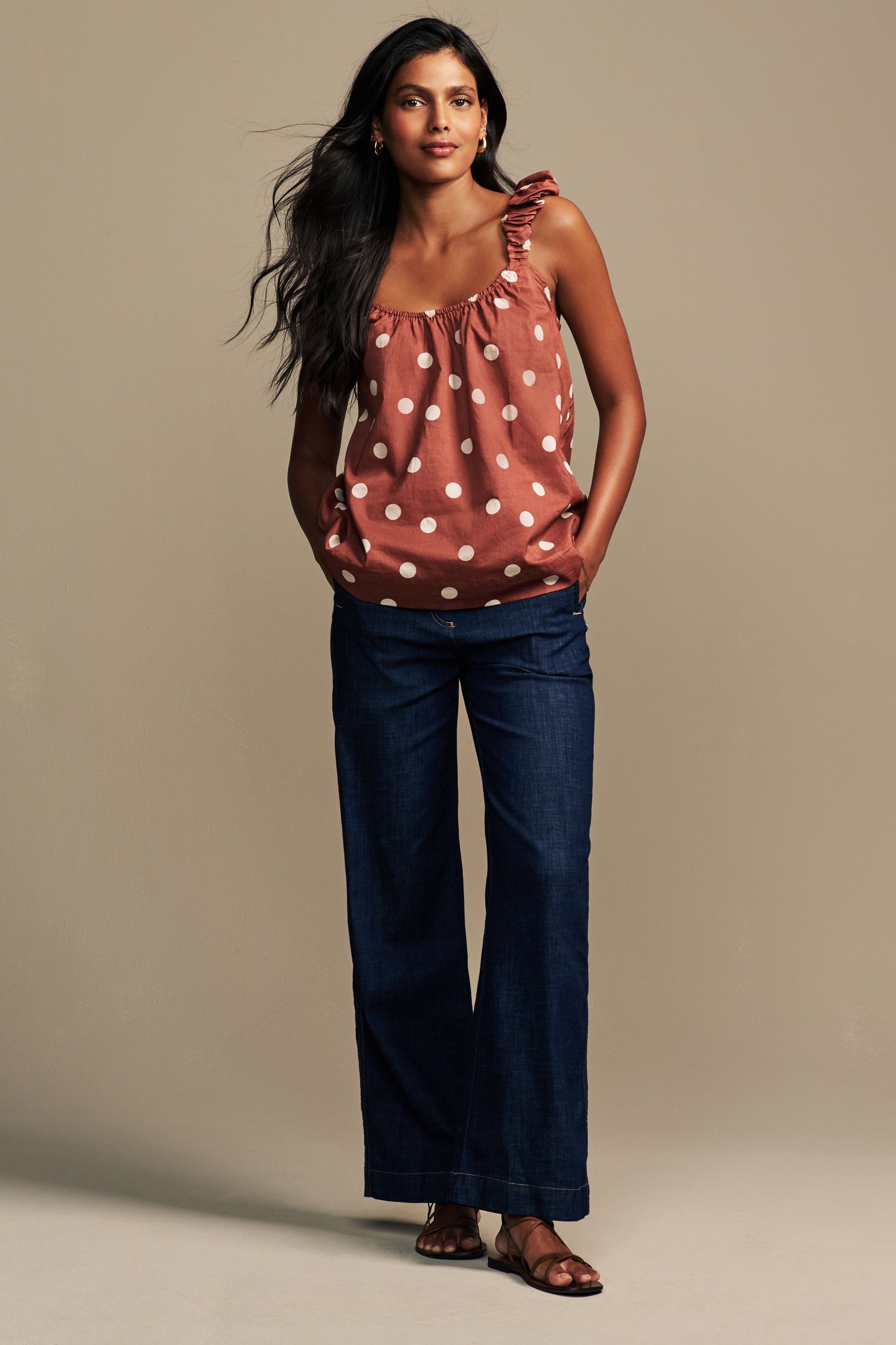 LAURA ASHLEY Blusenshirt Laura Ashley Saxy Bubble-Trägertop mit Tupfen (1-tlg)