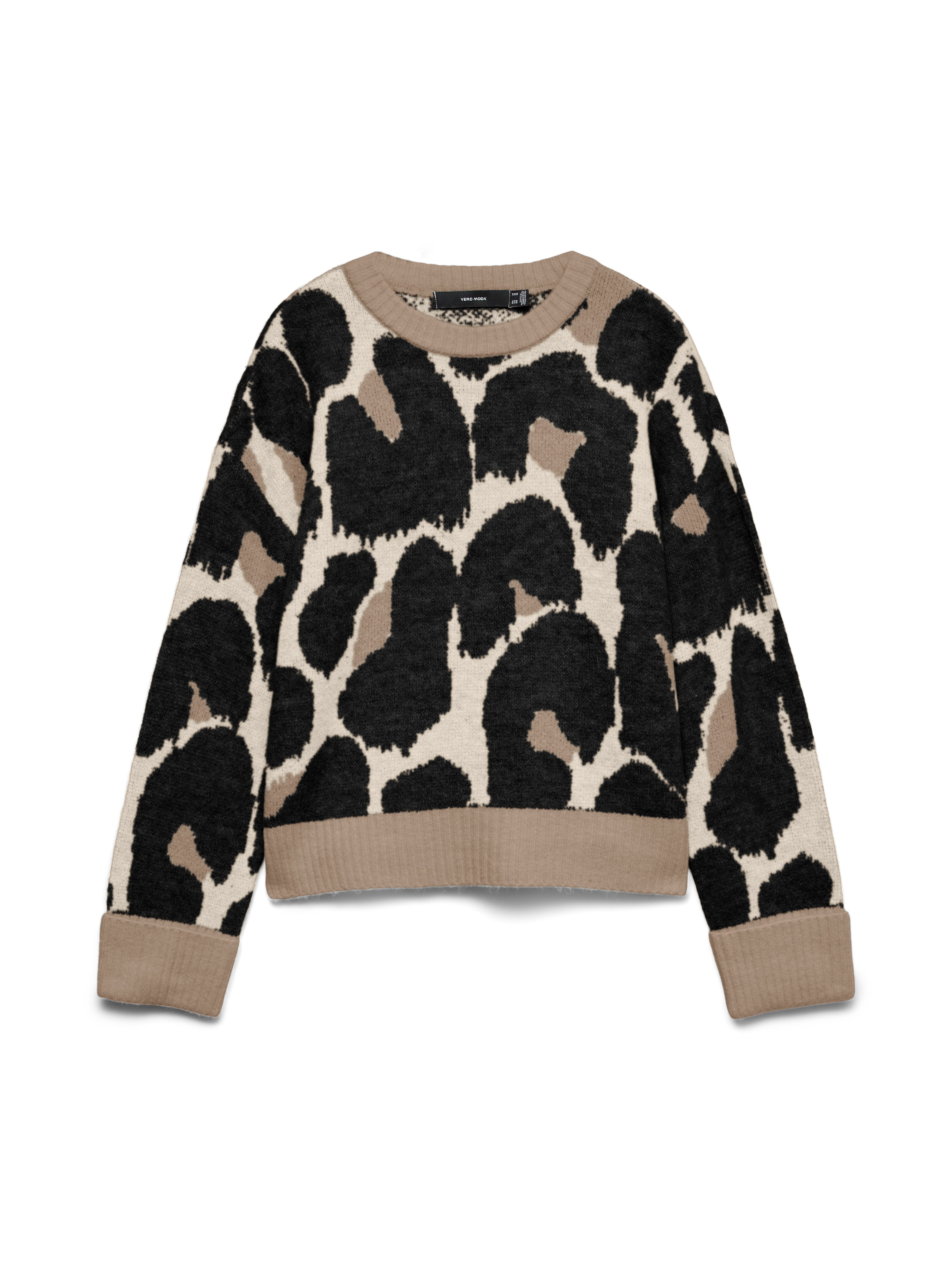 Vero Moda Strickpullover VMLEONIE LS O-NECK PULLOVER BOO Materialmix