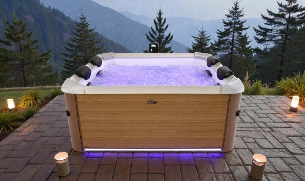 mSpa Whirlpool Oslo AMBER XL - Ø 160 x 65 cm - ganzjährig Outdoor Pool - 6Pers., Stecksystem mit Einlageplane, feste Außenwand - inkl. LED, UVC+, WiFi, App-Steuerung, 6 Personen