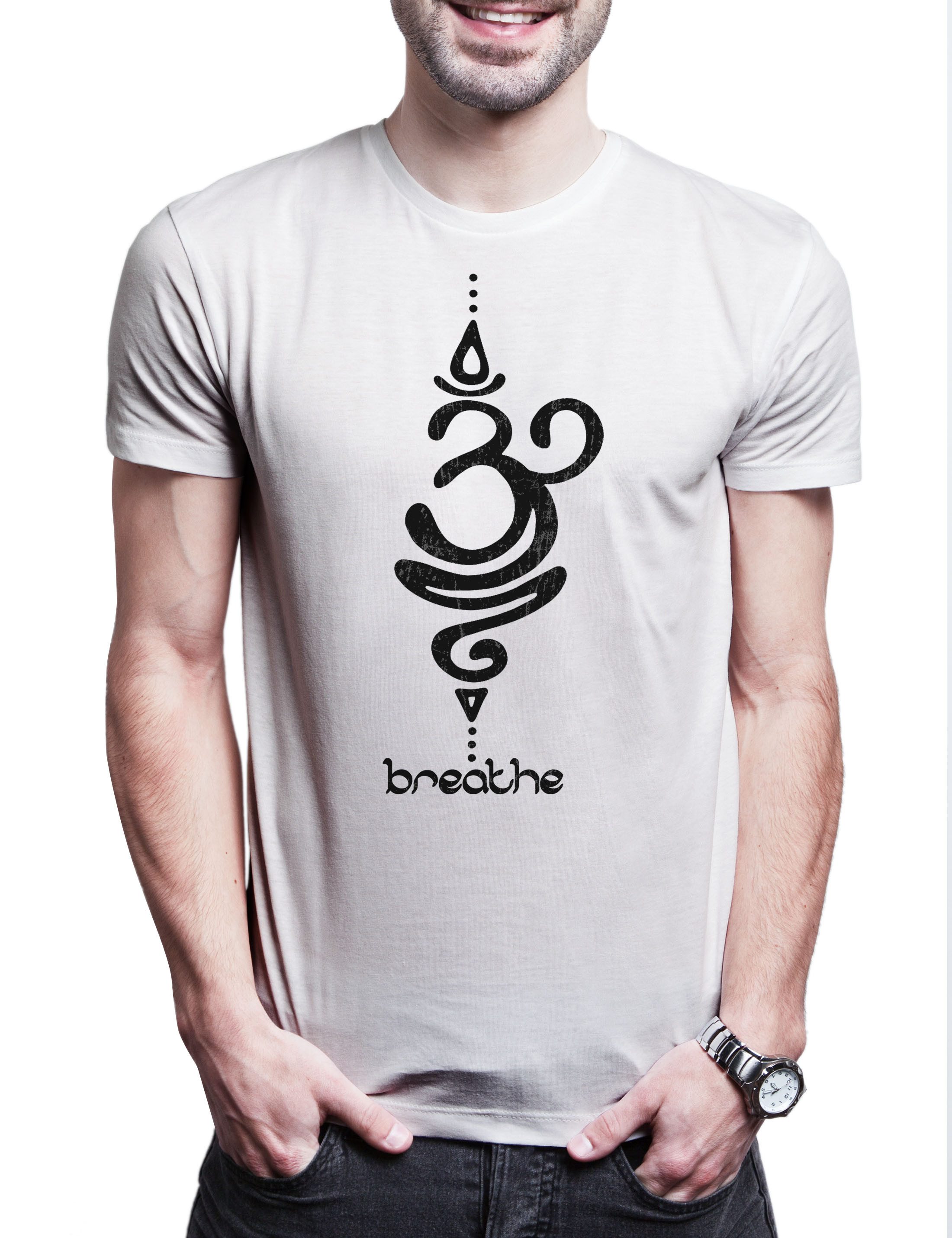 Print-Shirt Breathe Symbol Herren T-Shirt Buddha Hinduismus Buddhismus Chakra Yoga