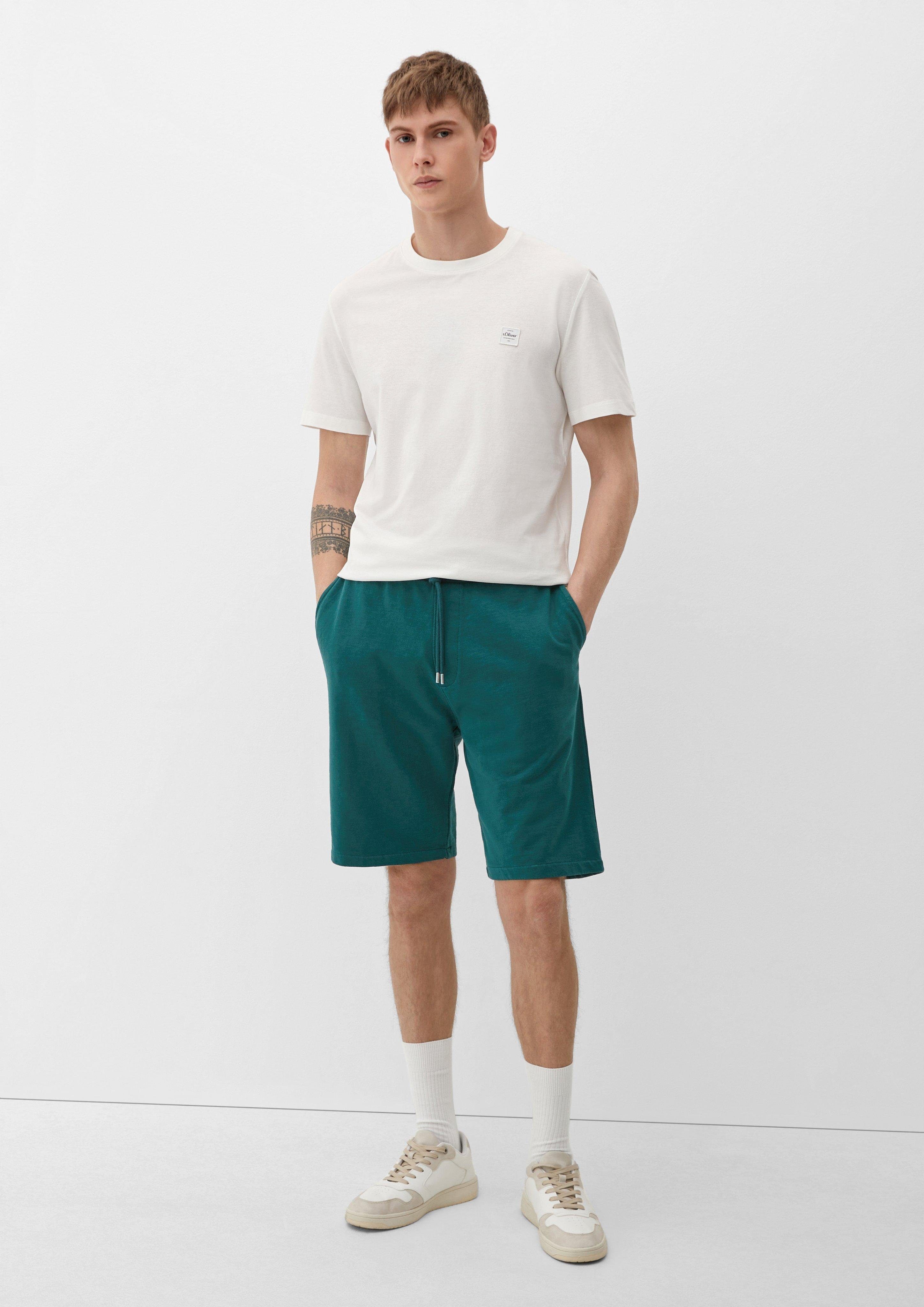 Dye, Elastikbund Durchzugkordel, Relaxed: mit Bermudas Garment Sweatpants Label-Patch s.Oliver tannengrün