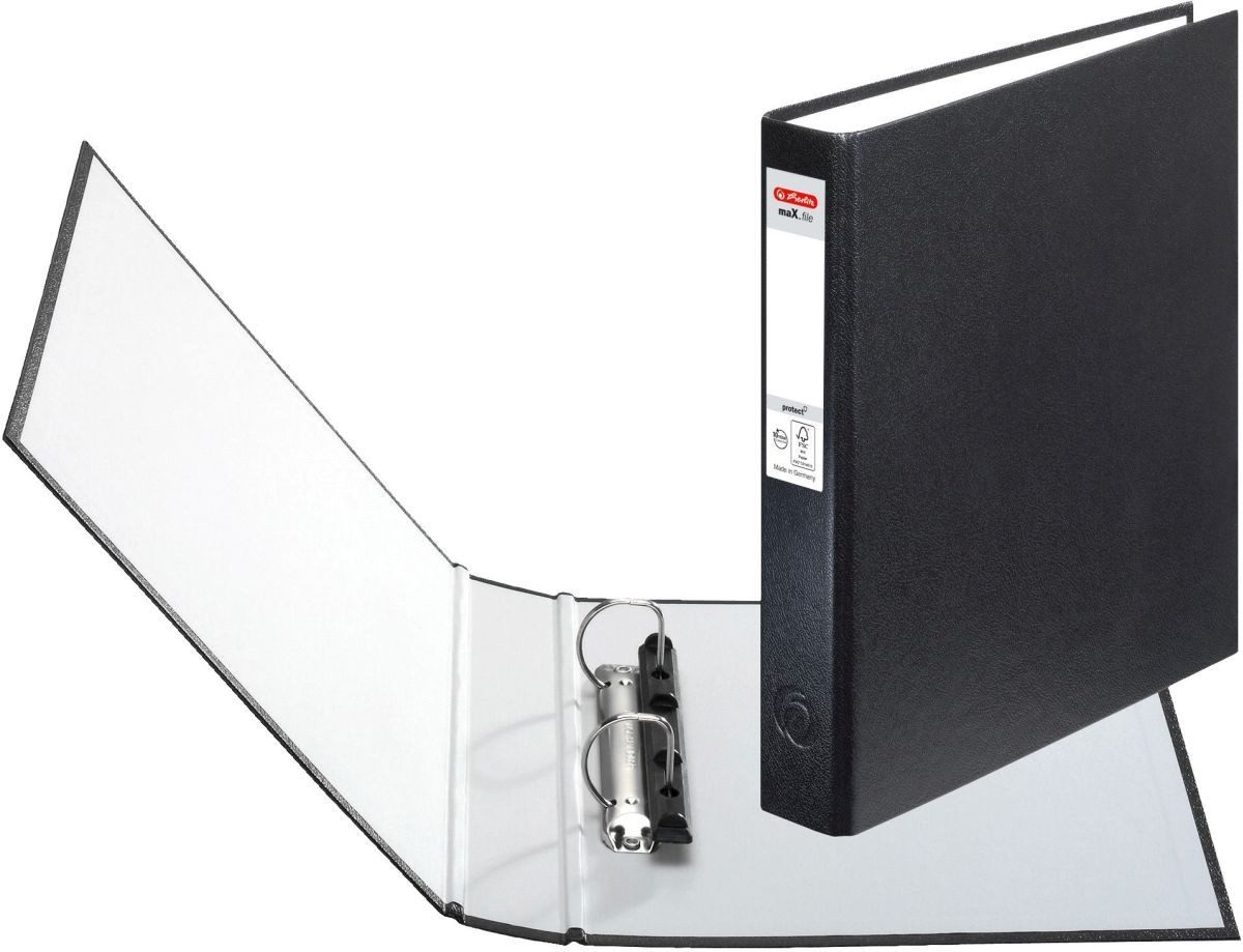 Herlitz Präsentationsordner Ringbuch protect 2 Ringe 25mm A5 schwarz maX.file