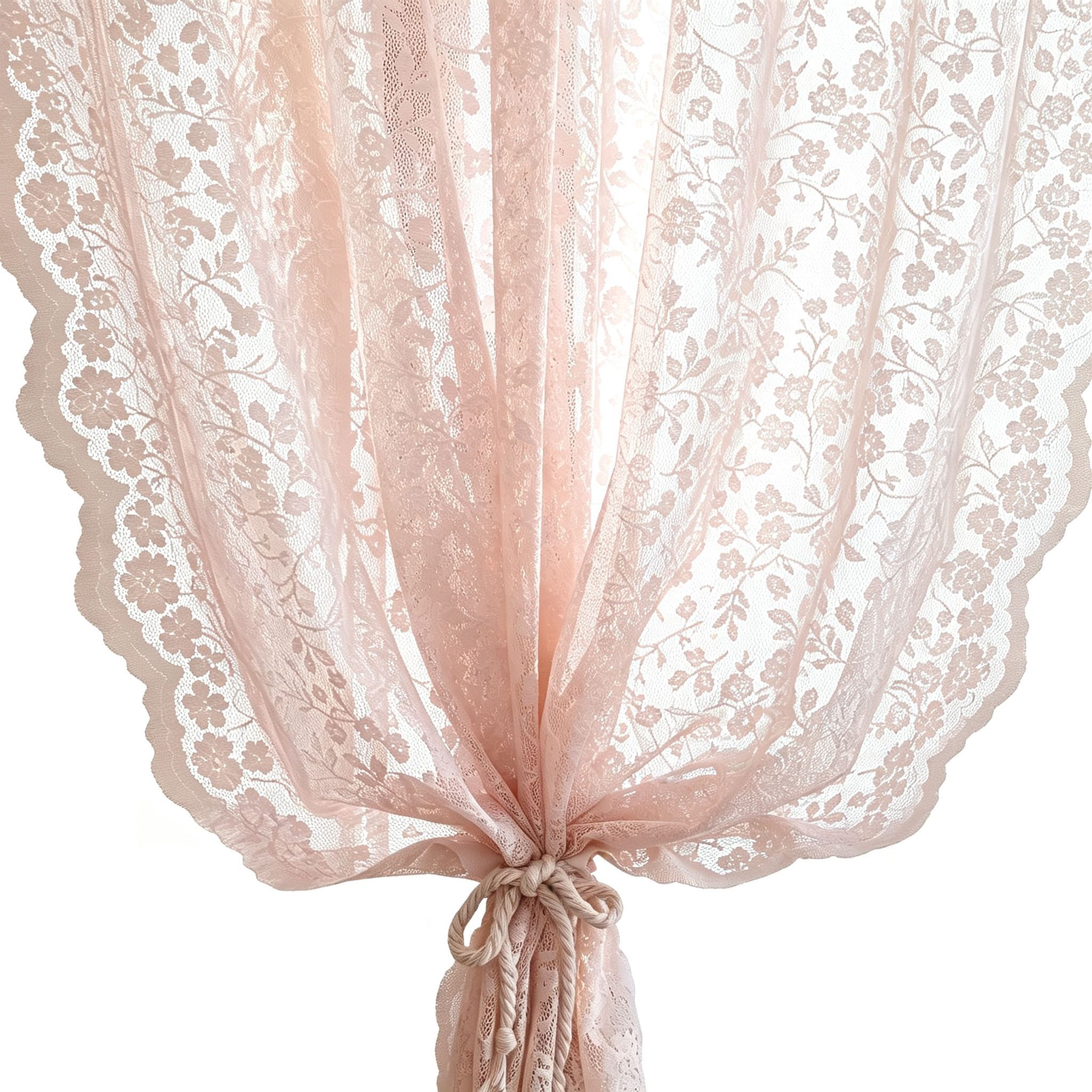 Diwzbyn Gardine Vintage-Spitzenvorhang, lichtdurchlässiger Vorhang mit Blumenmuster, geeignet für Schlafzimmer, Wohnzimmer und andere Wohnraumdekoration