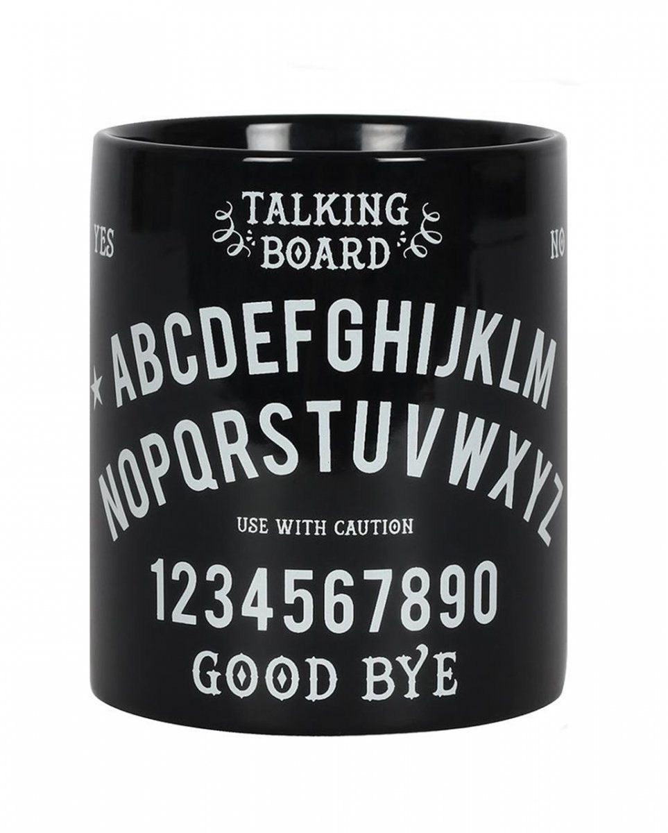Horror-Shop Tasse Schwarzer Kaffeebecher mit Hexenbrett Motiv, Keramik