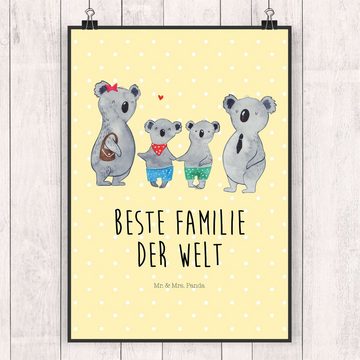 Mr. & Mrs. Panda Poster DIN A4 Koala Familie zwei - Gelb Pastell - Geschenk, Koalafamilie, be, Koala Familie zwei (1 St)