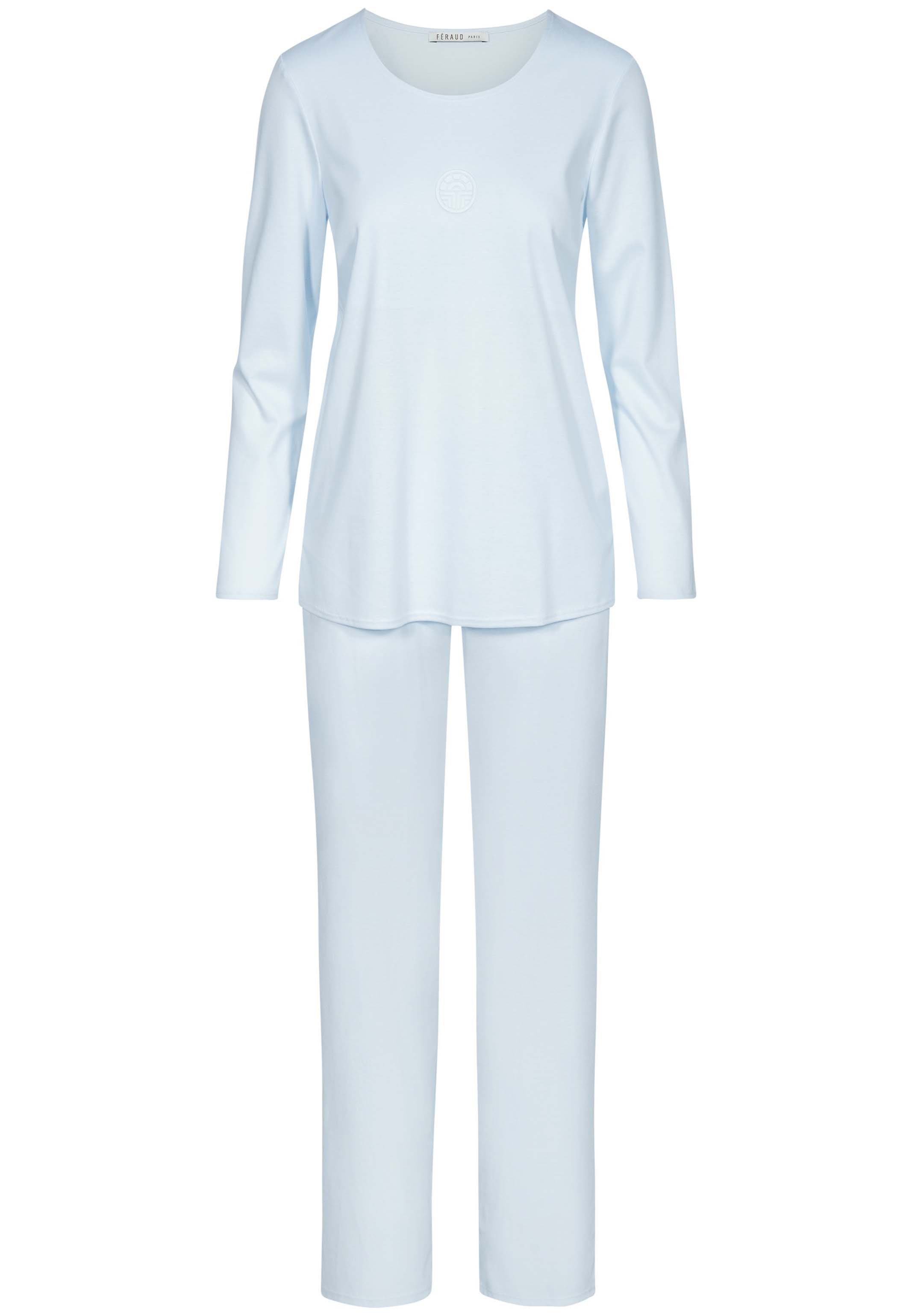 Pyjama Bleu Pyjama 2 - Schlafanzug mit tlg) Basic langen Baumwolle (Set, Féraud Ärmeln -