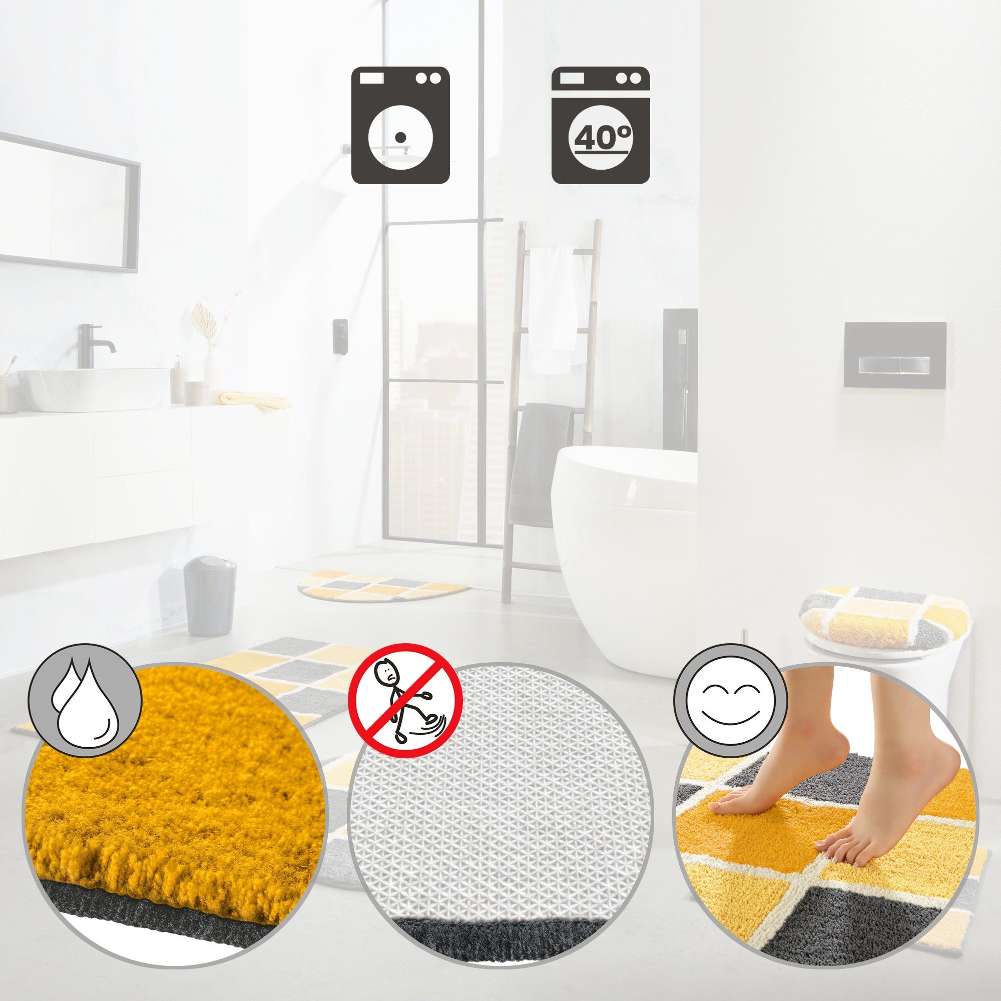 REDBEST Badematte WC-Umrandung "Los Angeles", Höhe günstig online kaufen