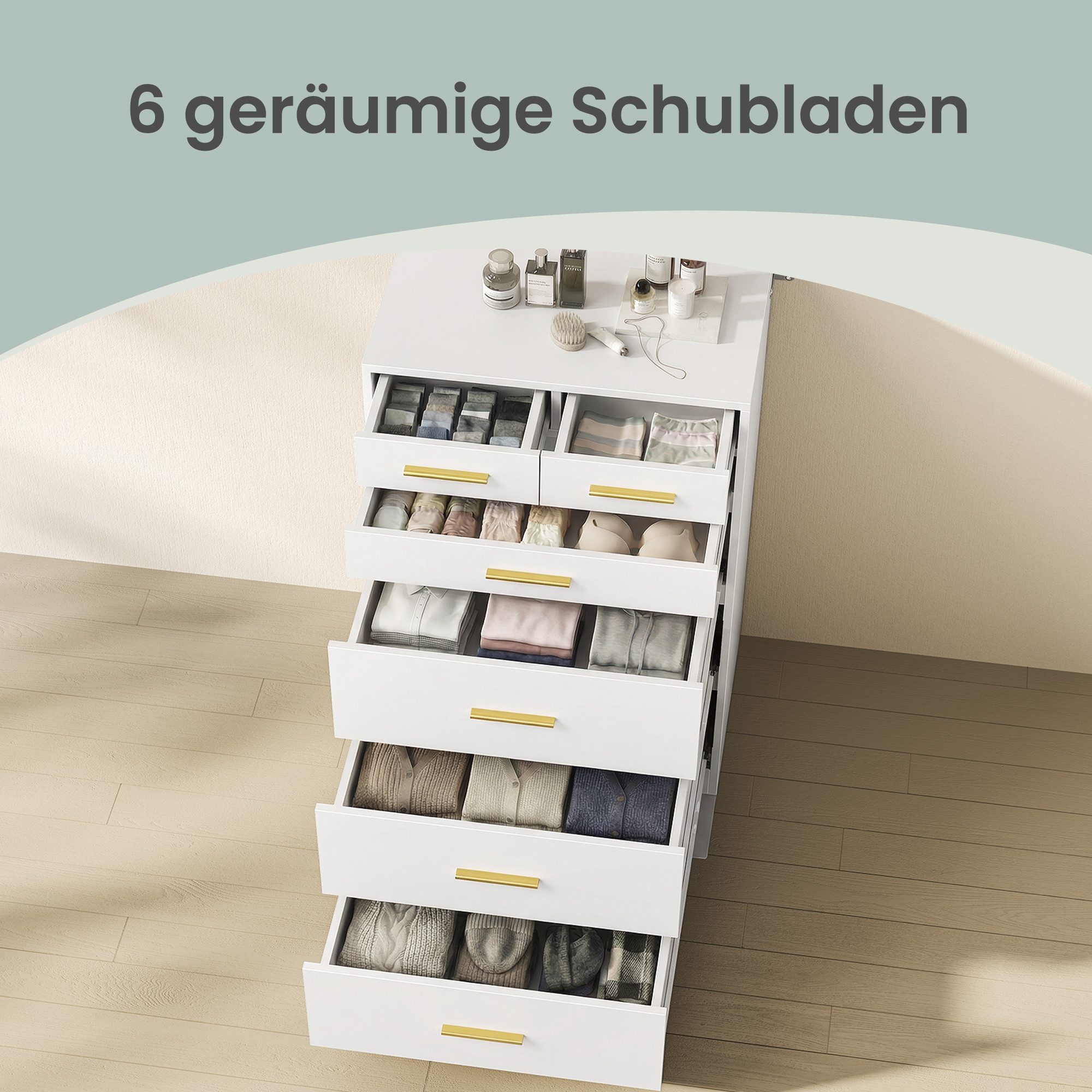 VASAGLE Kommode, mit 6 Schubladen, Aufbewahrungsschrank, für Schlafzimmer, Wohnzimmer