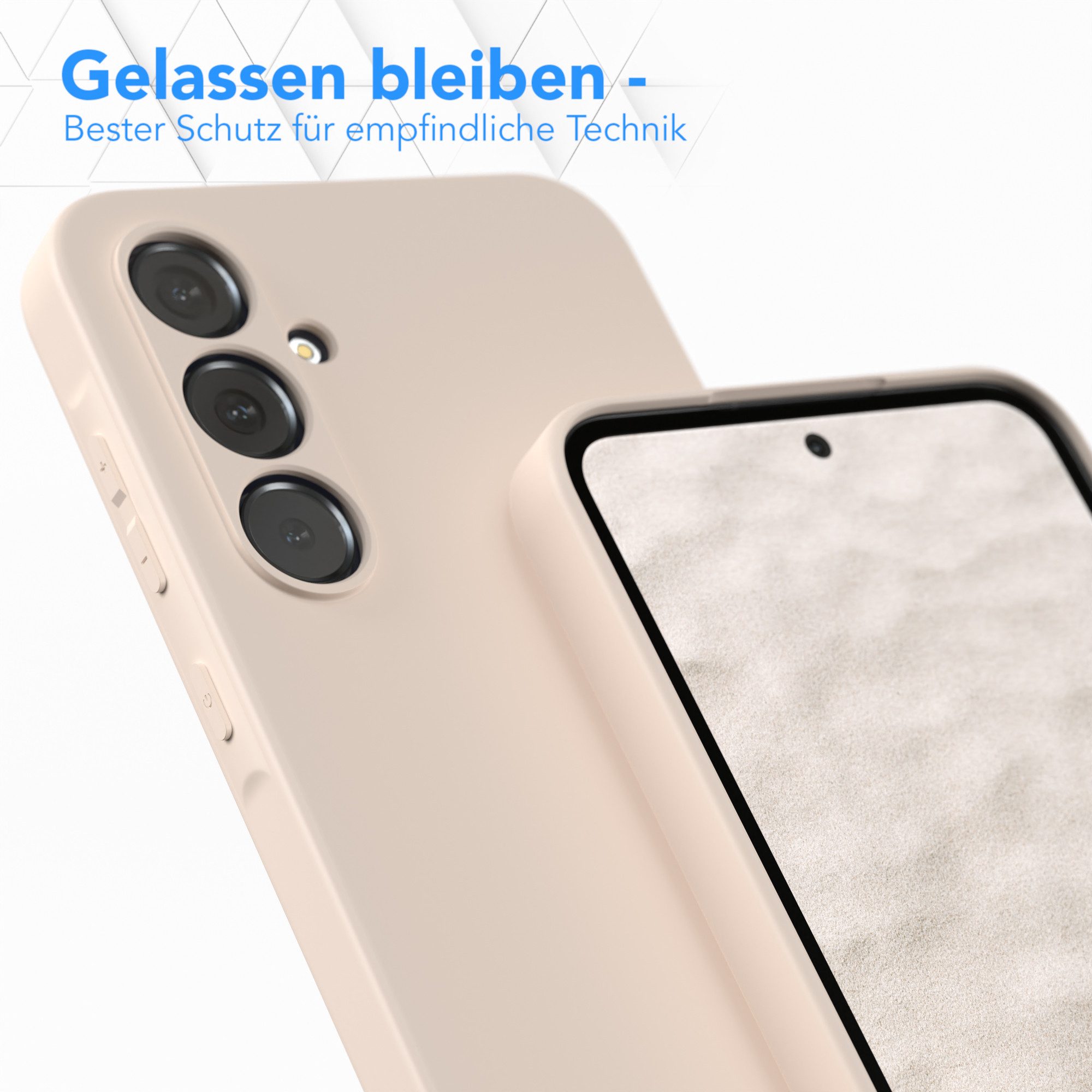EAZY CASE Handyhülle für Samsung Galaxy A55 Hülle Silikon 6,6 Zoll, Bumper Case Matt Slimcover Silikonschutzhülle elastisch Taupe / Beige – Bild 4 von 5
