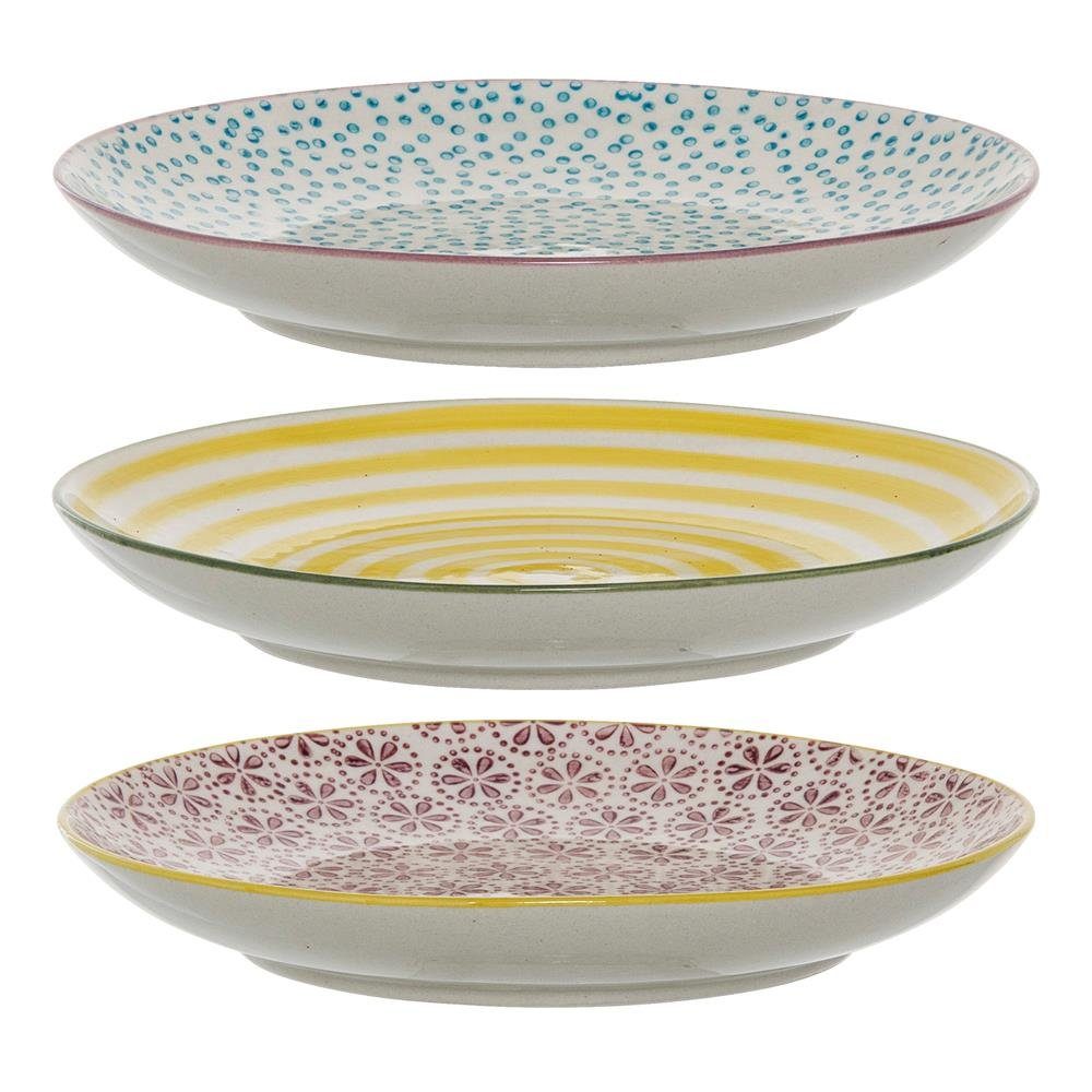 Bloomingville Teller-Set Patrizia, 3er Set, 16 cm Durchmesser, Dessertteller, Keramik, dänisches Design