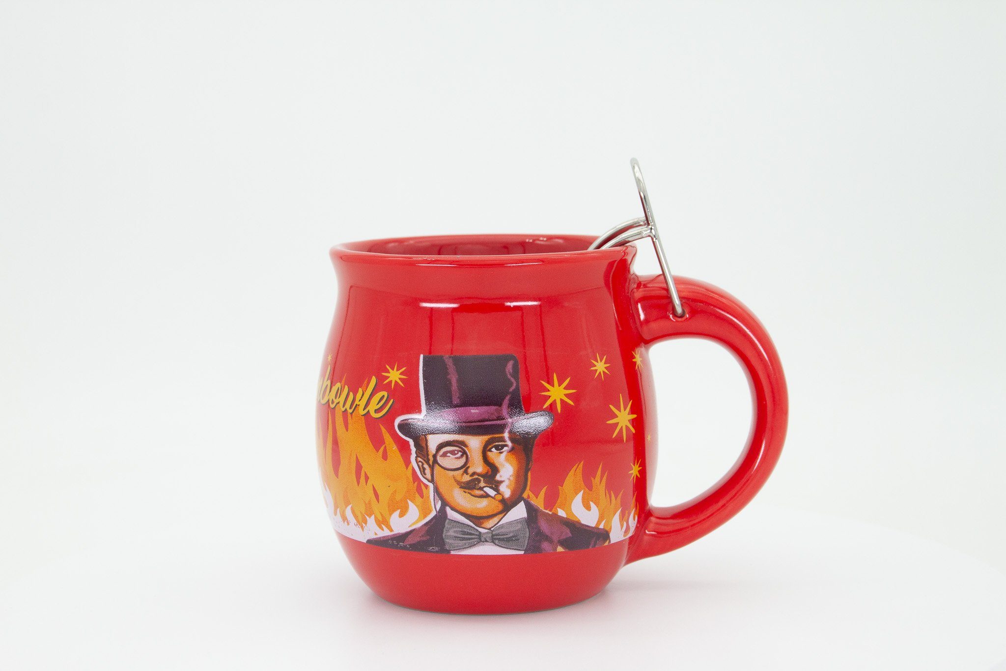 Feuerzangentasse Bowle-Set Feuerzangentasse 1er-Set (Feuerzangenbowle Set, 5-tlg., 1x Feuerzangentasse, 3x Zimtzuckerhütchen, 1x Rezeptheftchen), hitzebeständige Keramik, Edelstahl-Feuerzange